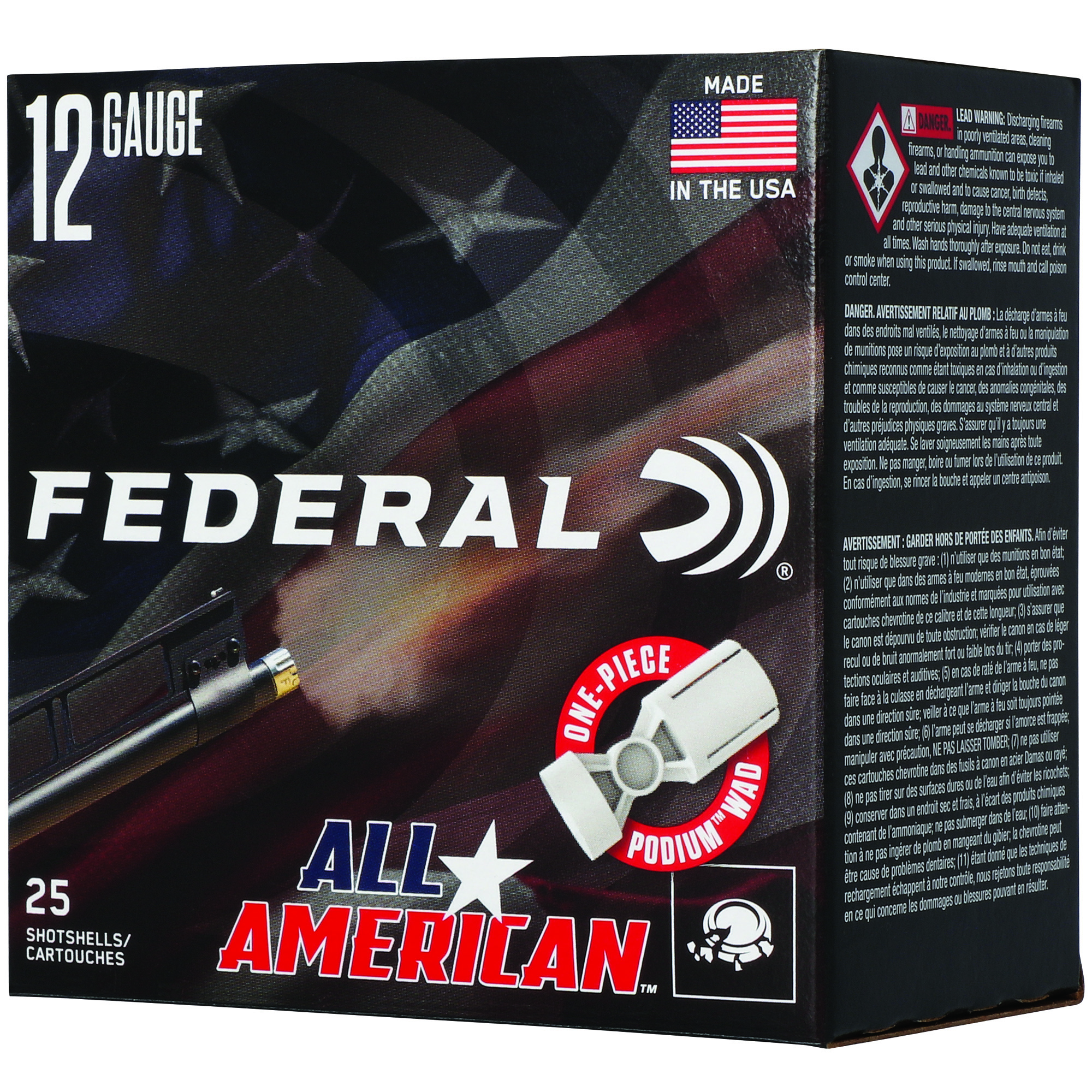 Federal All Amer 12ga 2.75" 1 1/8OZ #8 Partition