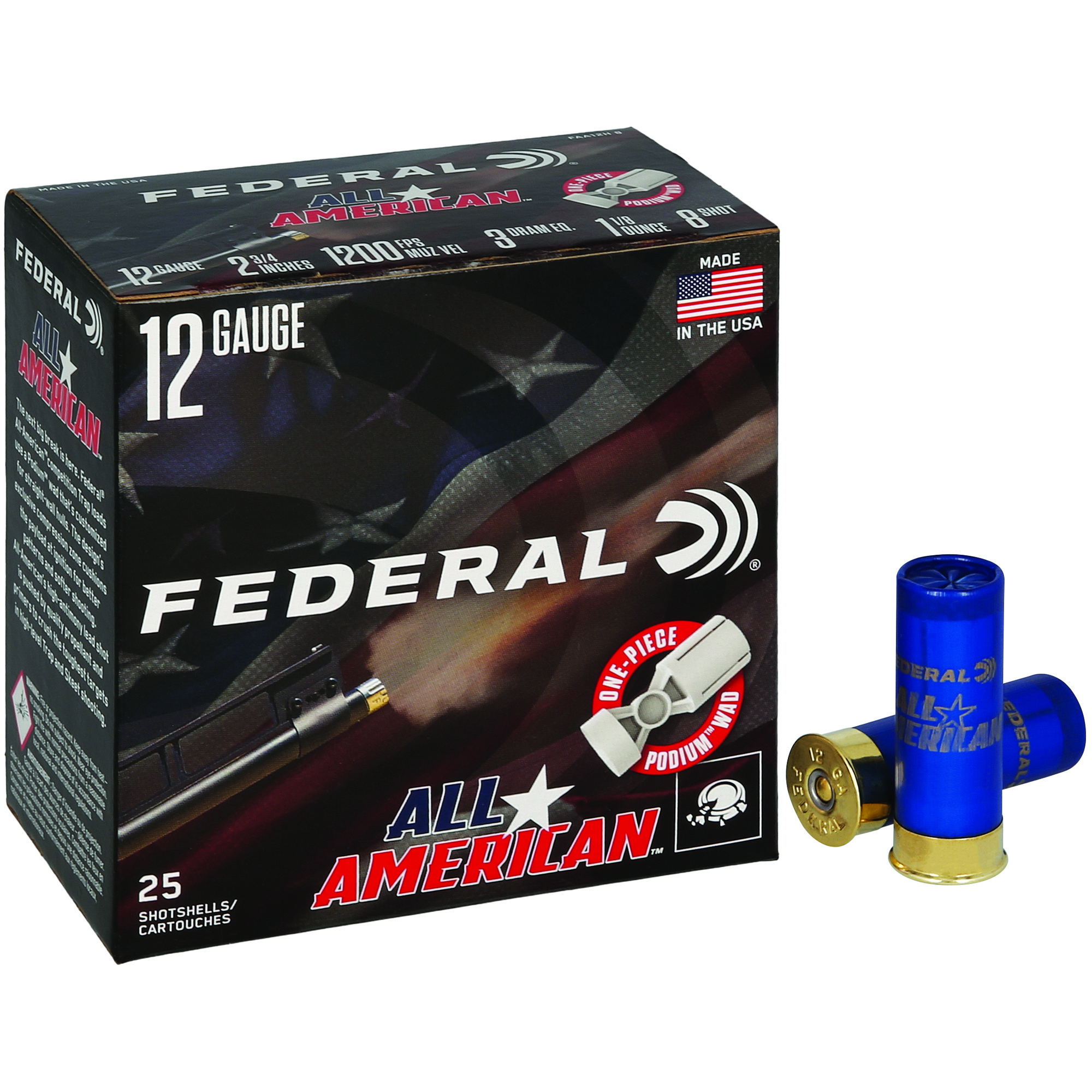 Federal All Amer 12ga 2.75" 1 1/8OZ #8 Partition Federal All Amer 12ga 2.75" 1 1/8OZ #8 Partition