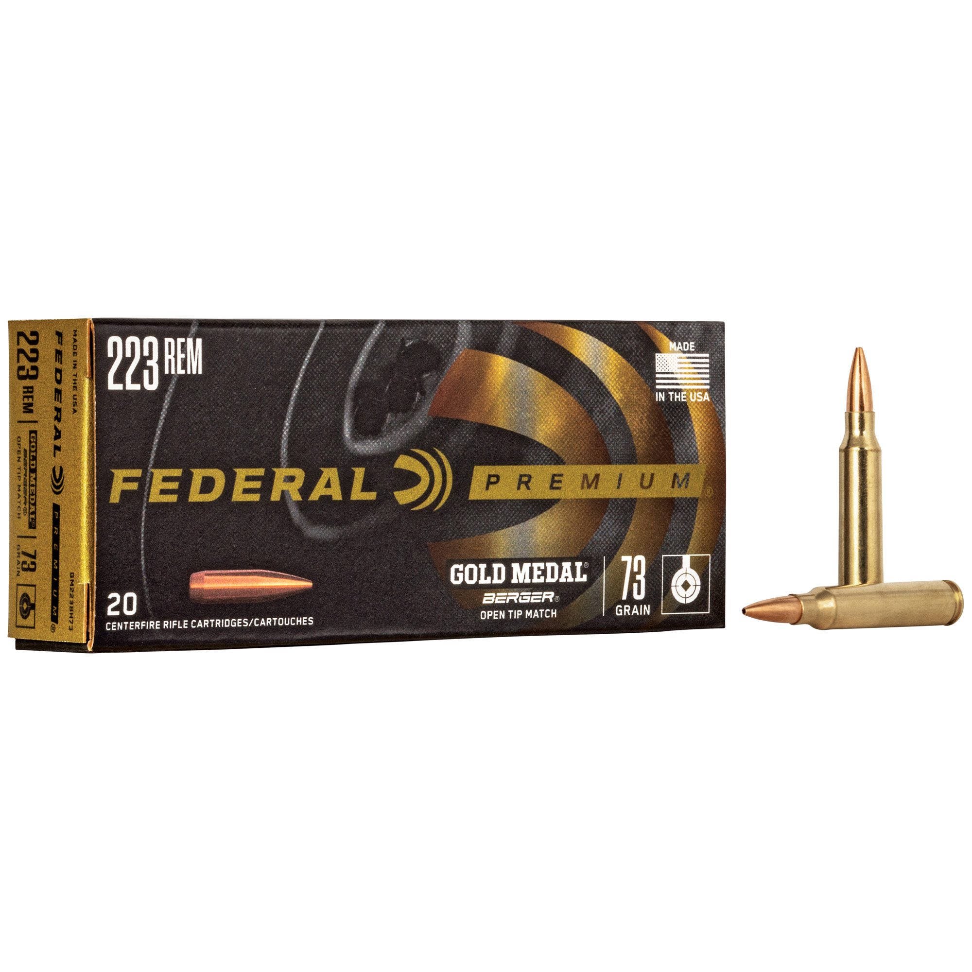 Federal Gold Mdl 223REM 73GR Berger 20 Boat Tail