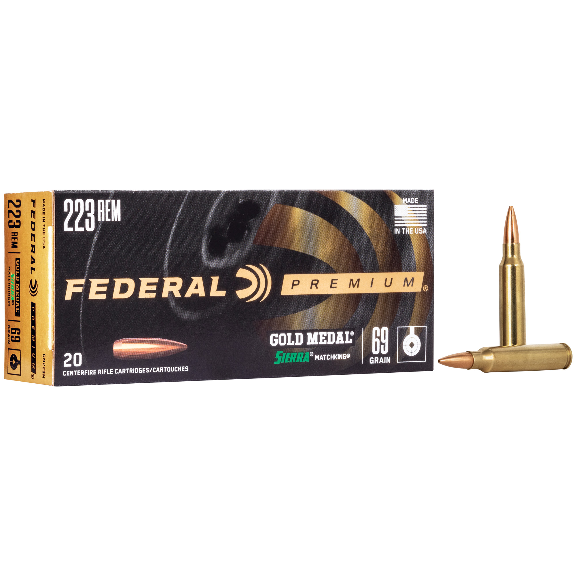Federal Gold Mdl 223REM 69GR Bthp 20/200 Boat Tail Hollow Point
