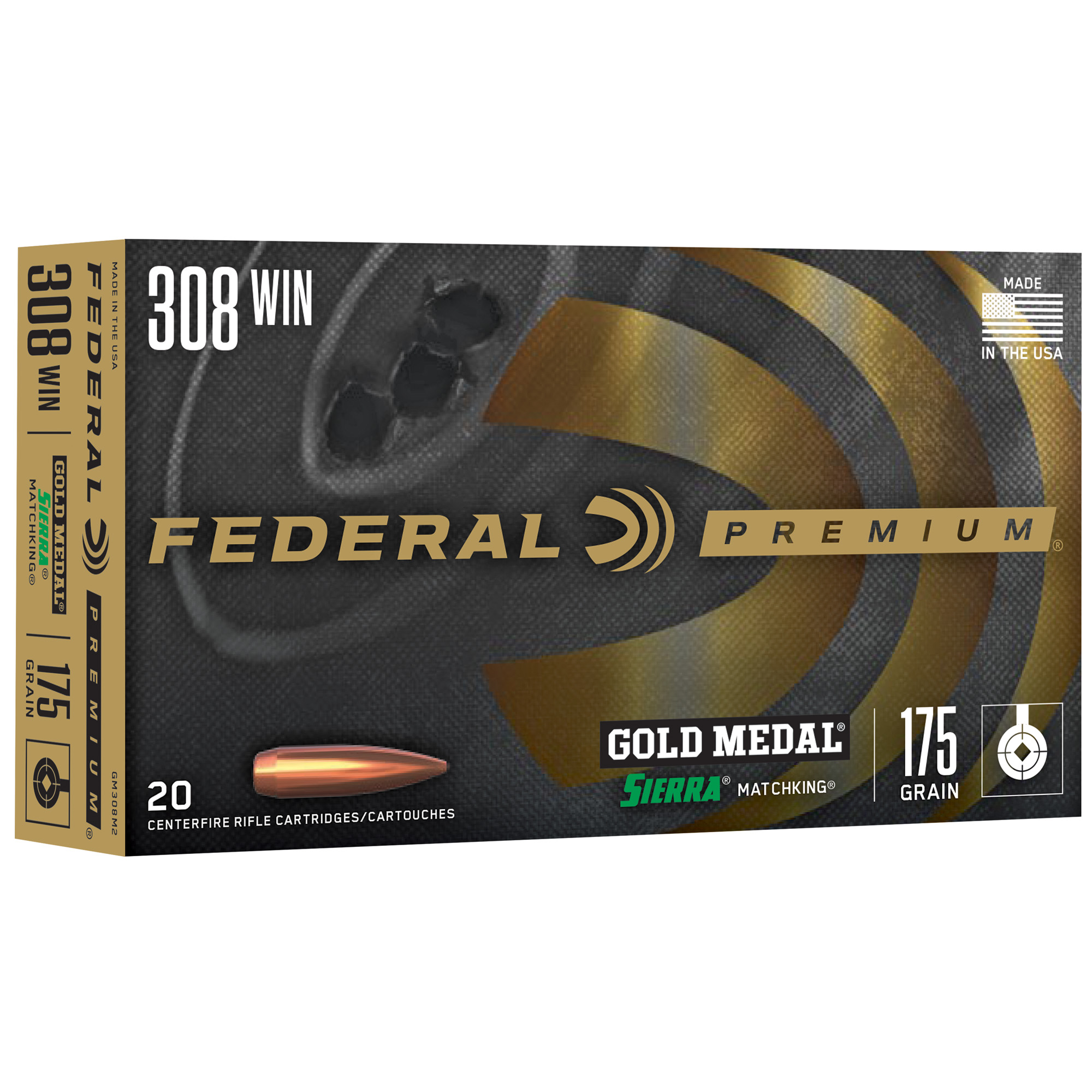 Federal Gold Mdl 308WN 175GR Bthp 20/200 Boat Tail Hollow Point