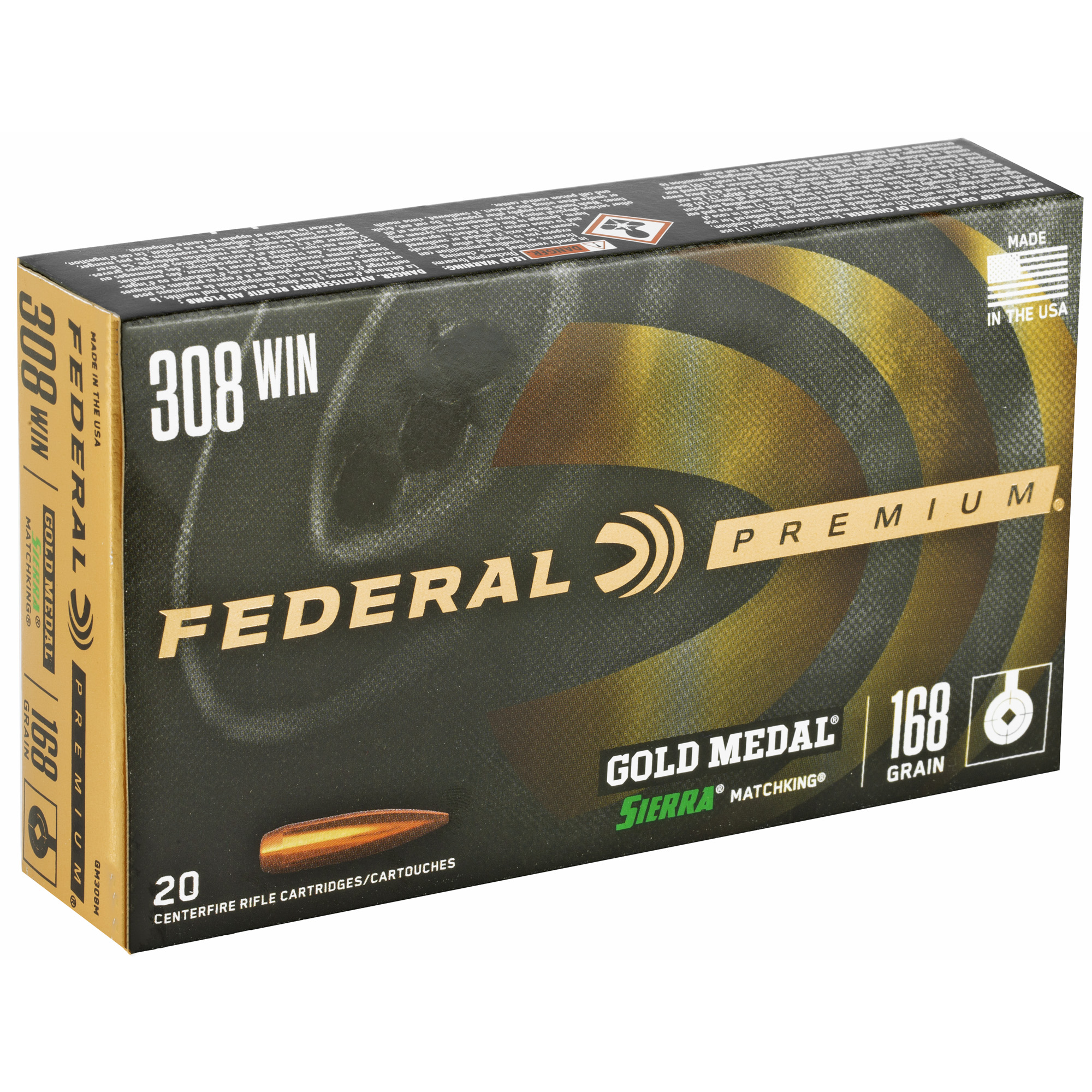 Federal Gold Mdl 308WN 168GR Bthp 20/200 Boat Tail Hollow Point Federal Gold Mdl 308WN 168GR Bthp 20/200 Boat Tail Hollow Point