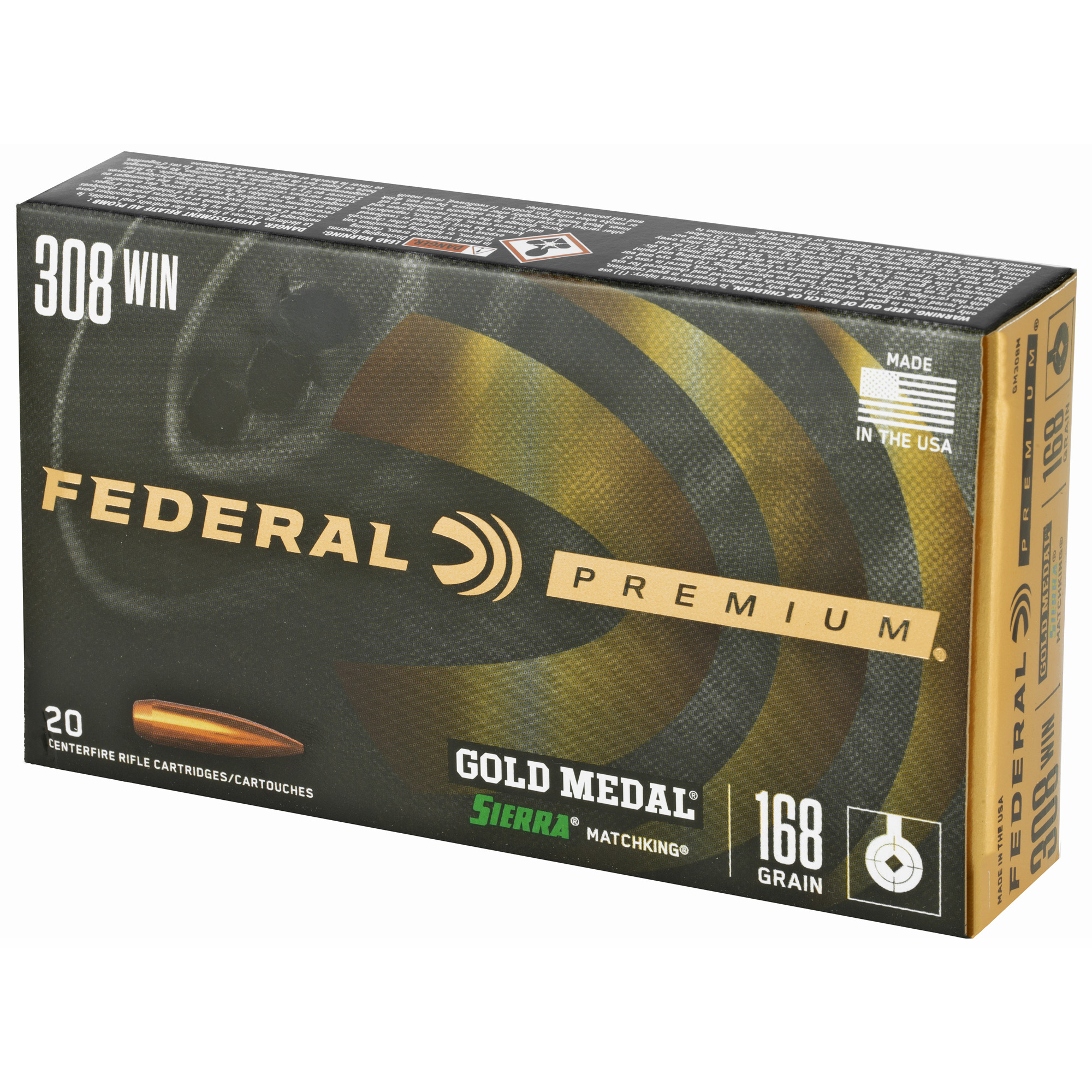 Federal Gold Mdl 308WN 168GR Bthp 20/200 Boat Tail Hollow Point Federal Gold Mdl 308WN 168GR Bthp 20/200 Boat Tail Hollow Point