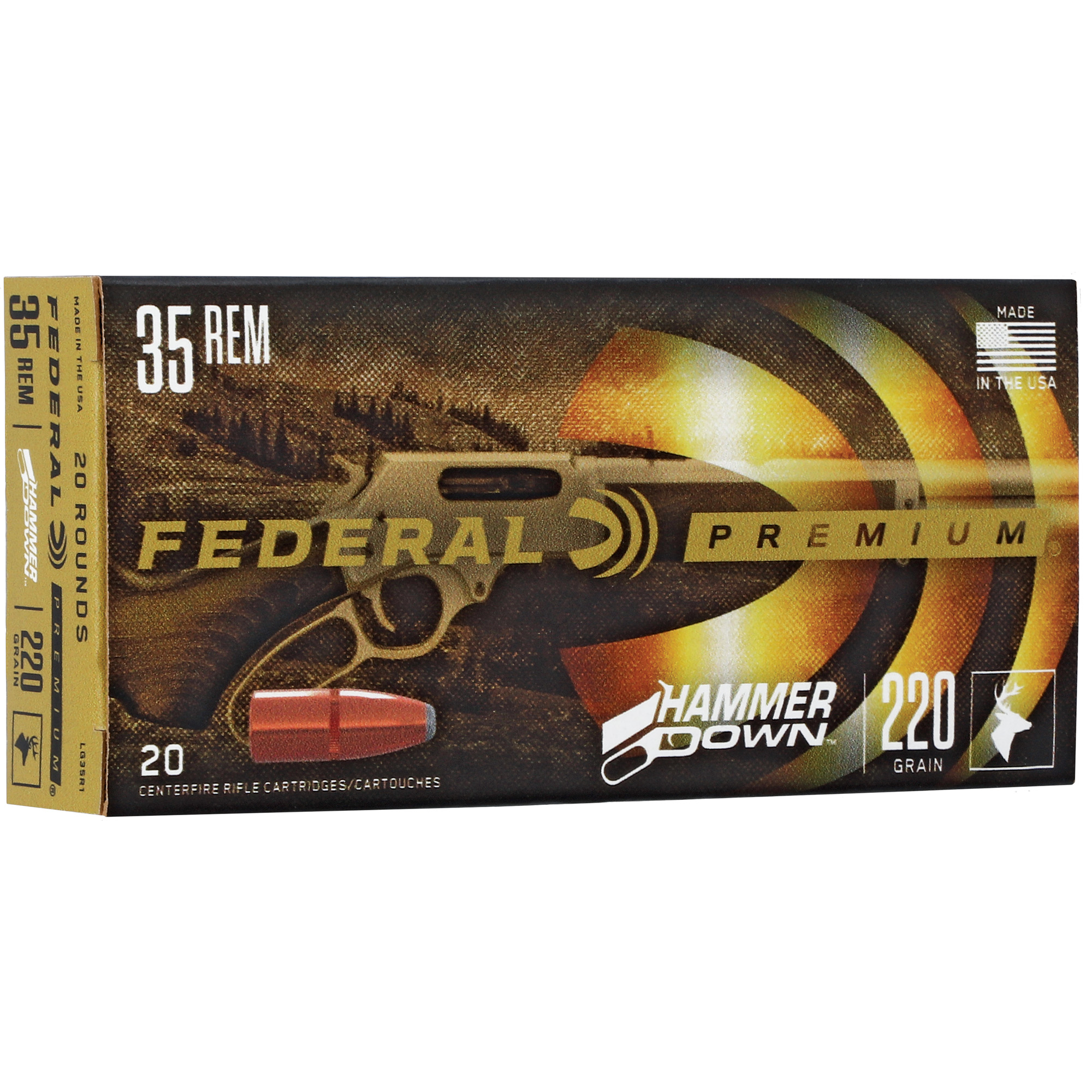 Federal HammerDown Rifle Ammunition .35 Rem 220 gr SPFN 1990 fps 20/ct