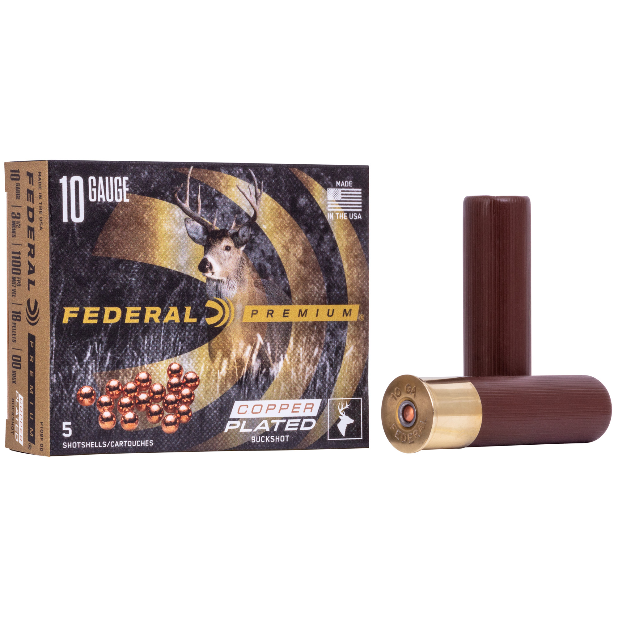 Federal Prm Vshok 10ga 3.5" 00 Buck 5/50 Buckshot