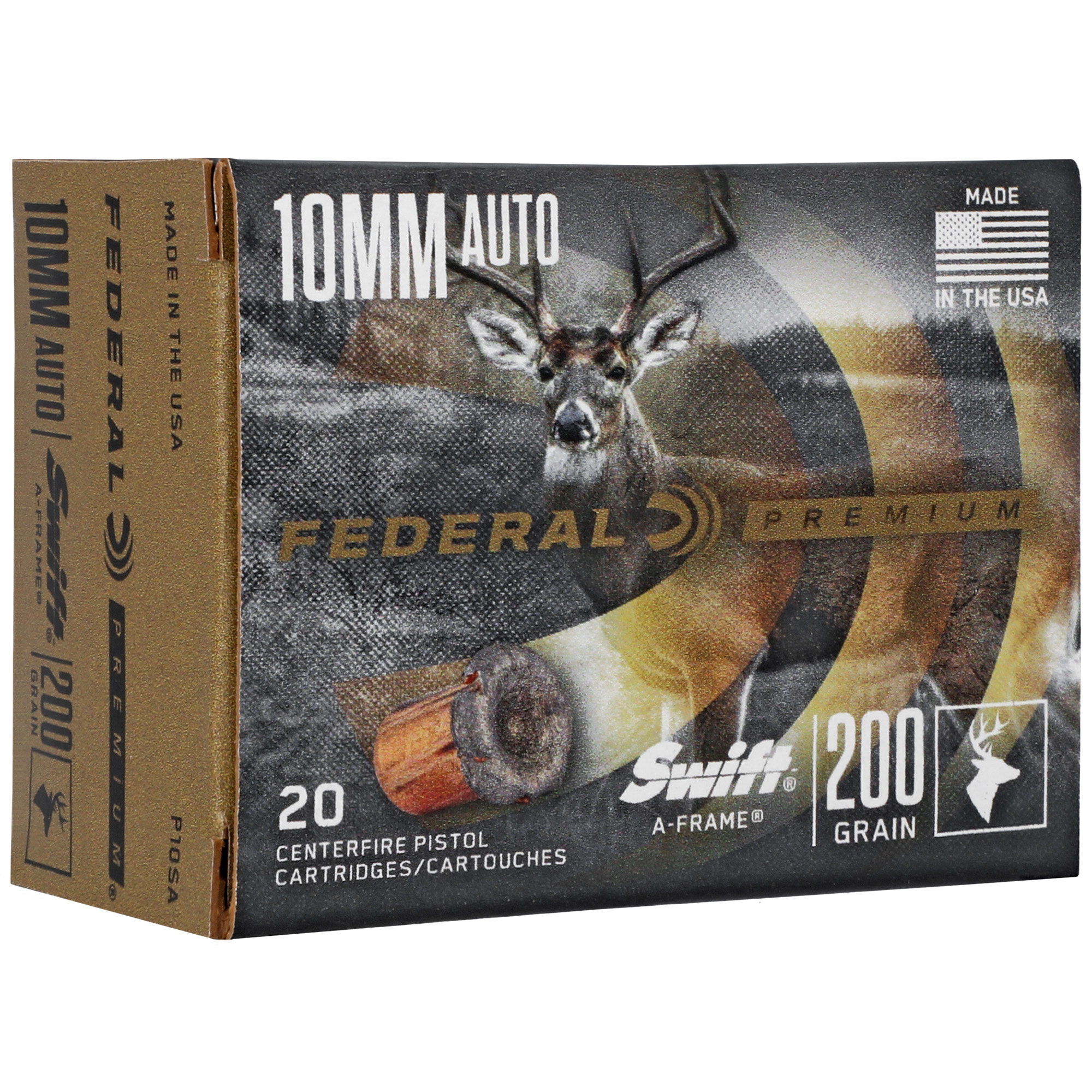 Federal Swift A-Frame Handgun Ammunition 10mm Auto 200gr JHP 1175 fps 20/ct