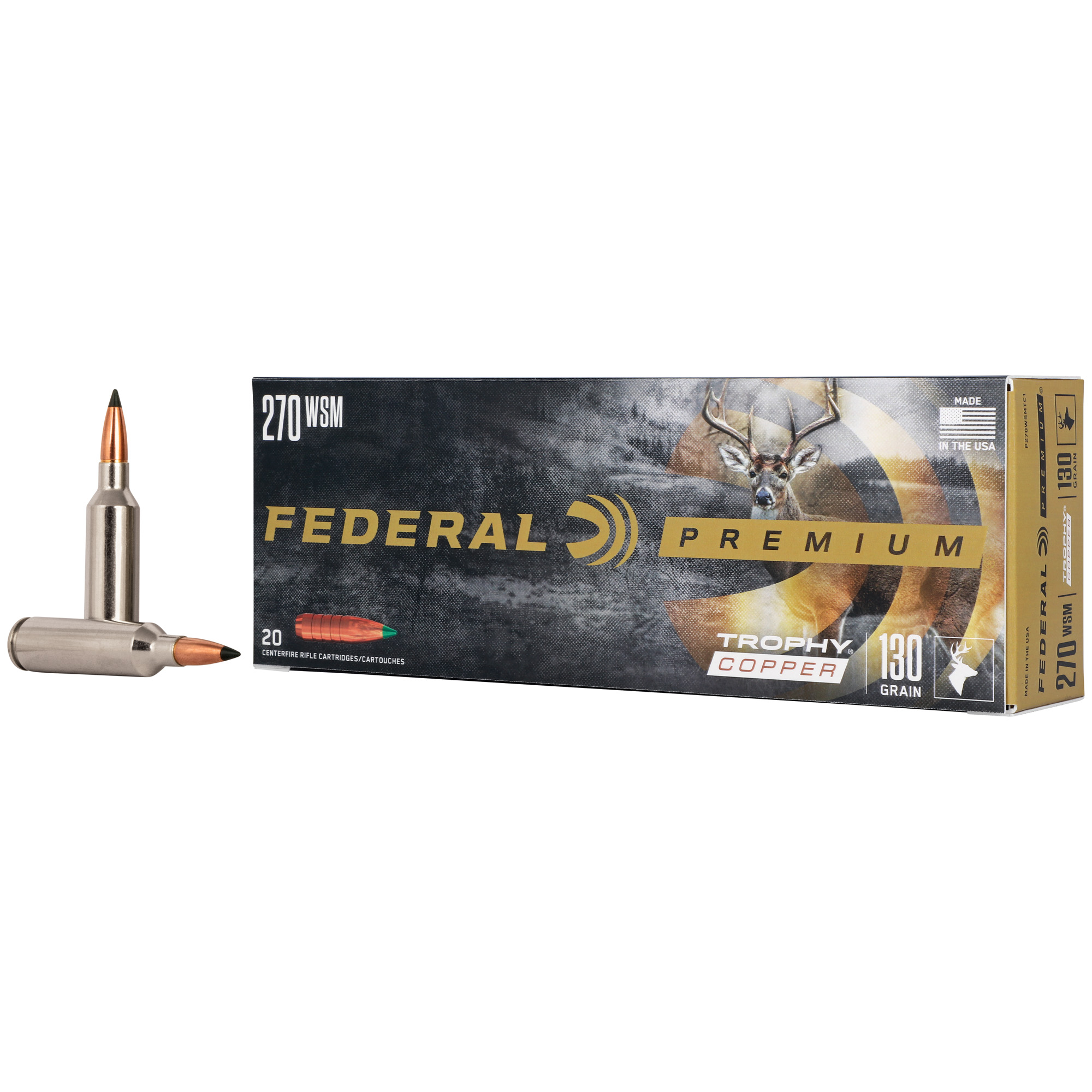 Federal Trophy Copper Rifle Ammunition .270 WSM 130gr PT 3280 fps 20/ct