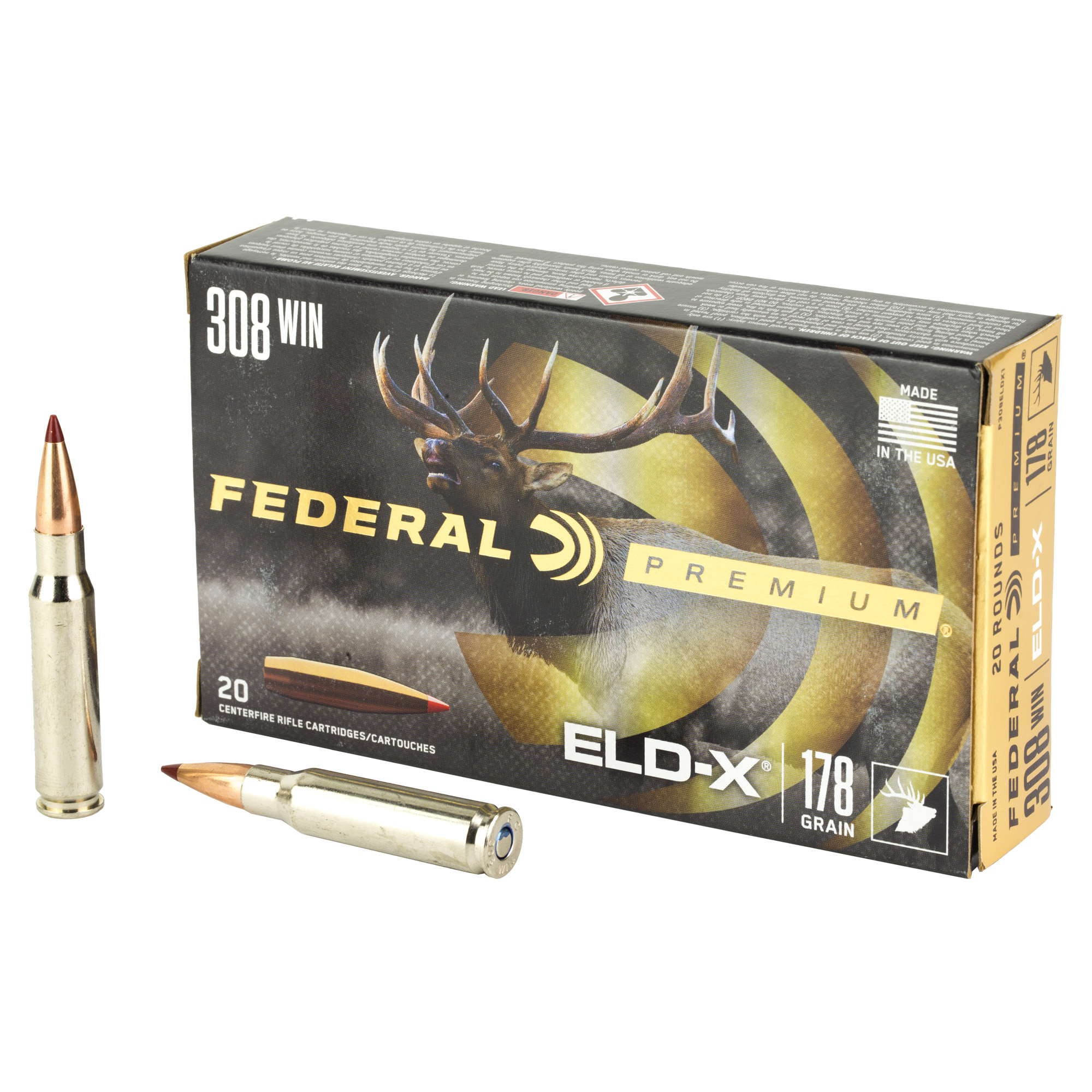 Federal Premium ELD-X Rifle Ammunition .308 Win 178gr PT 2610 fps 20/ct