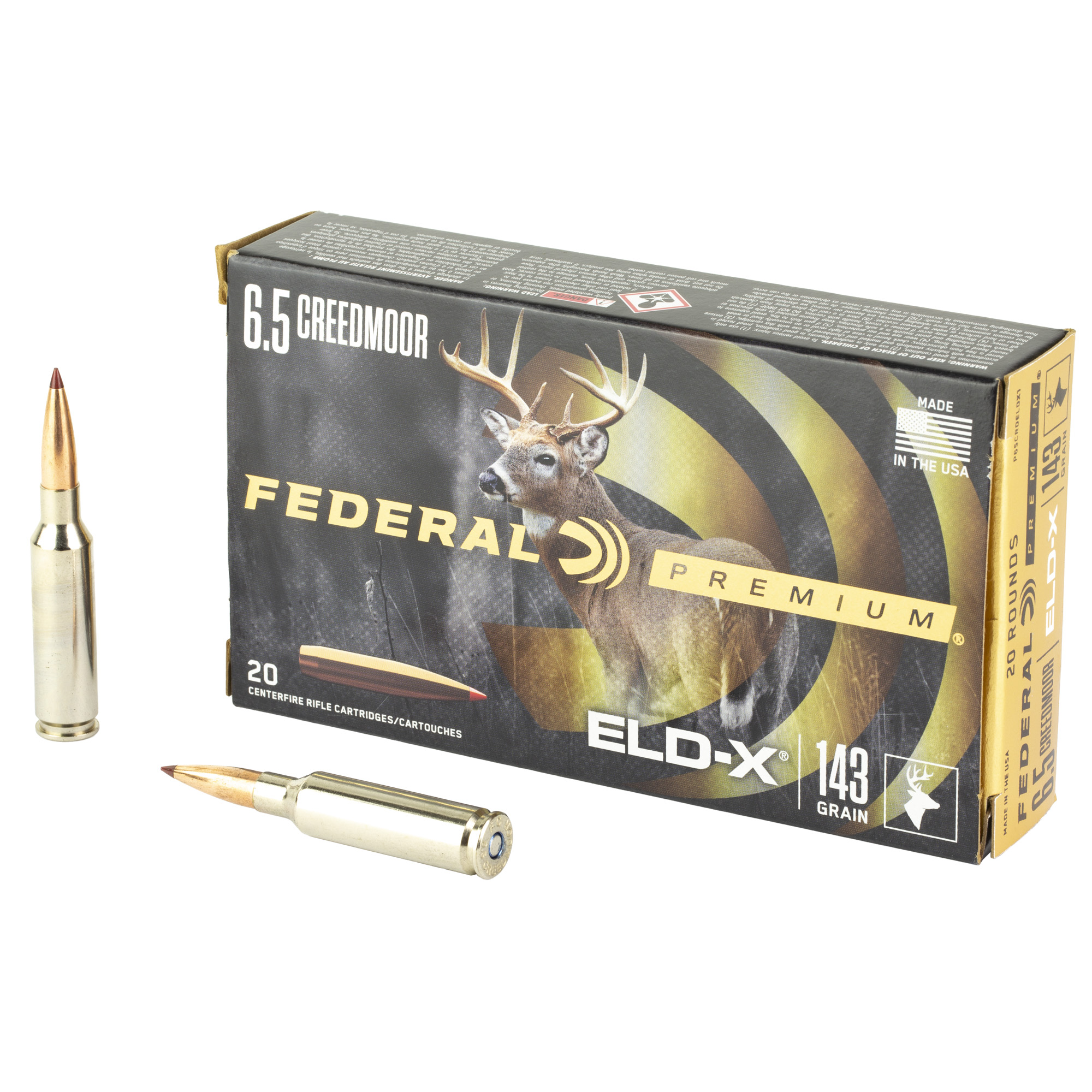 Federal Premium ELD-X Rifle Ammo 6.5 Creedmoor 143 gr 2700 fps 20/ct