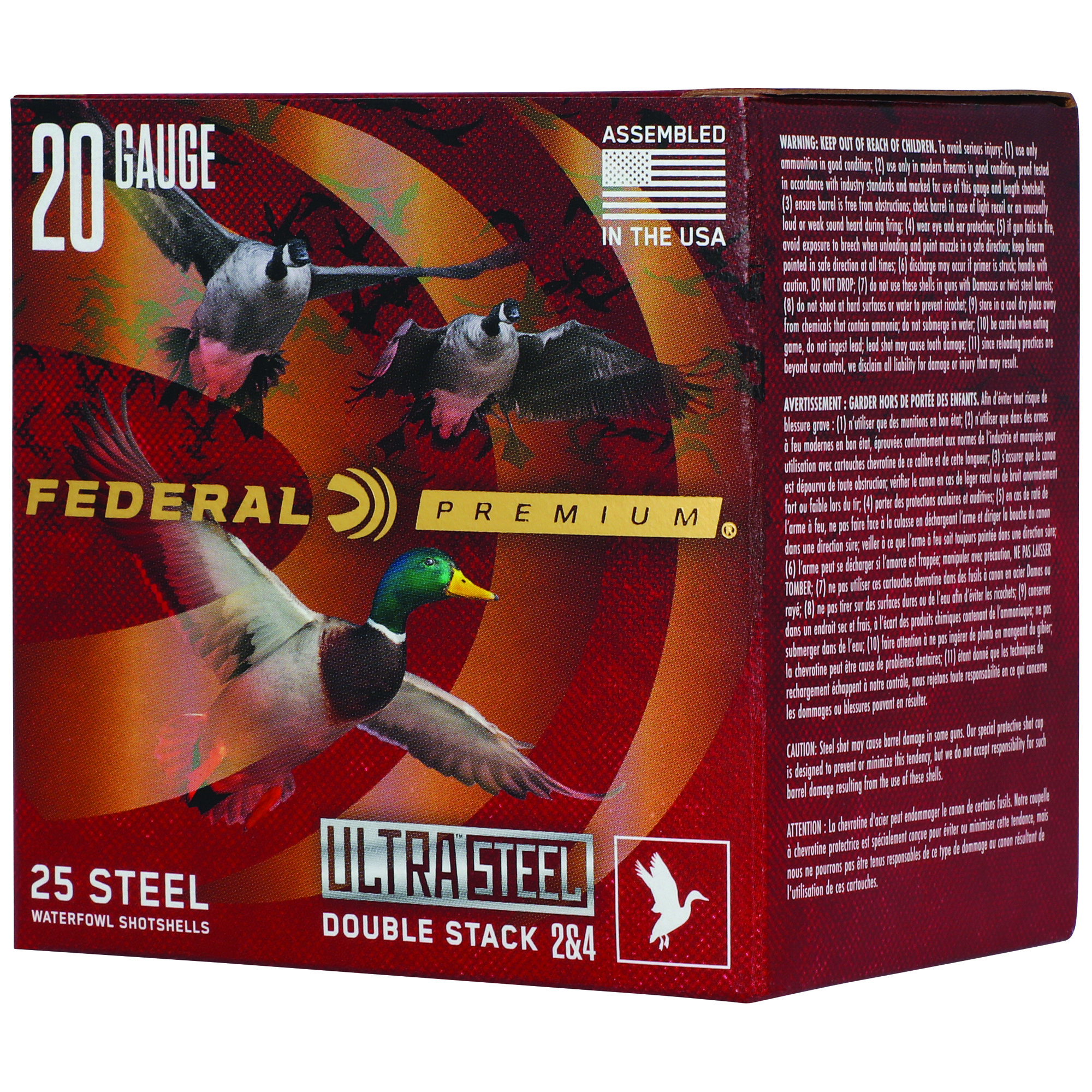 Federal Ult Stl 20ga 3" 1OZ #2/#4 25/250 Steel Shot