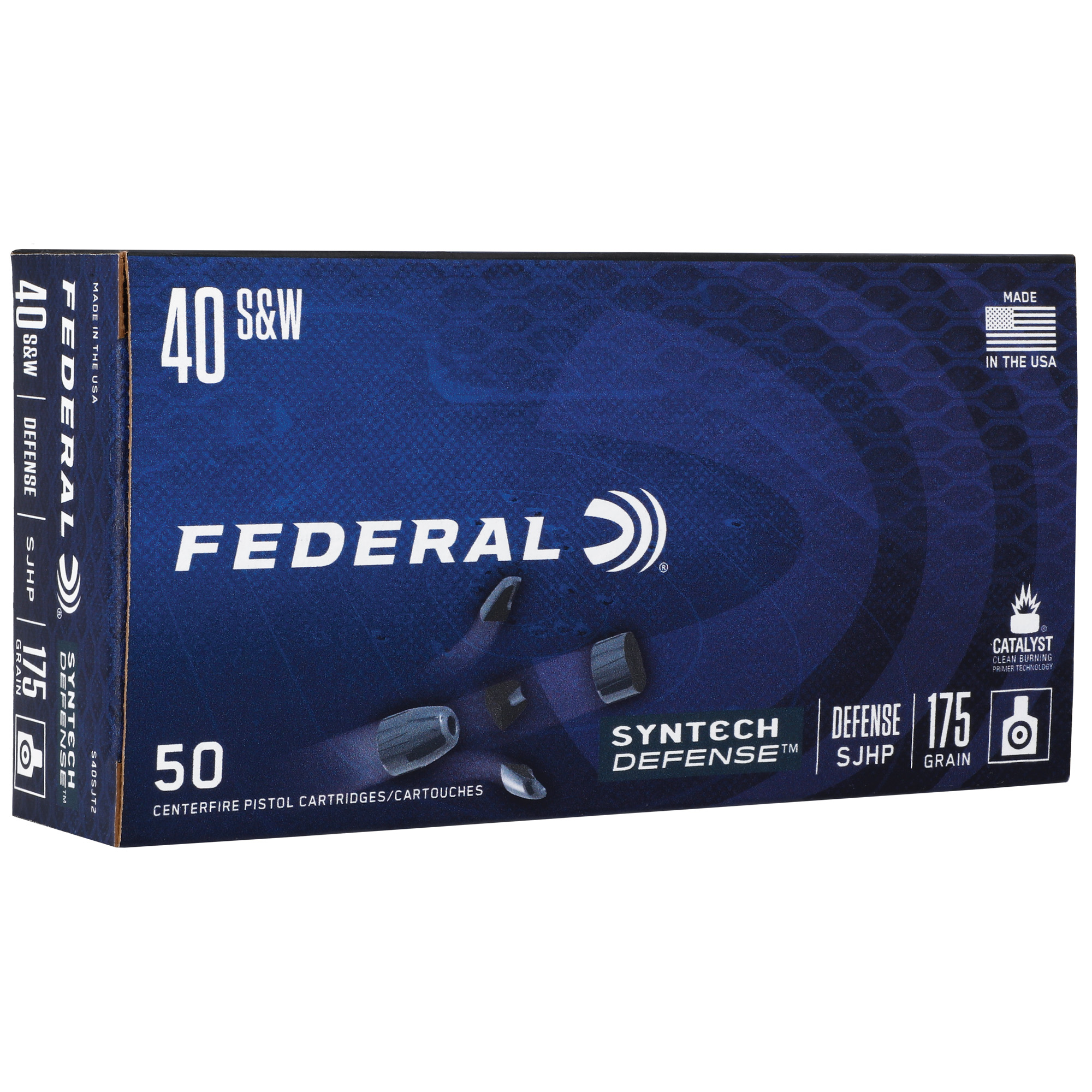 Federal Syntech Defense Handgun Ammunition .40 S&W 175gr SJHP 1000 fps 50/ct