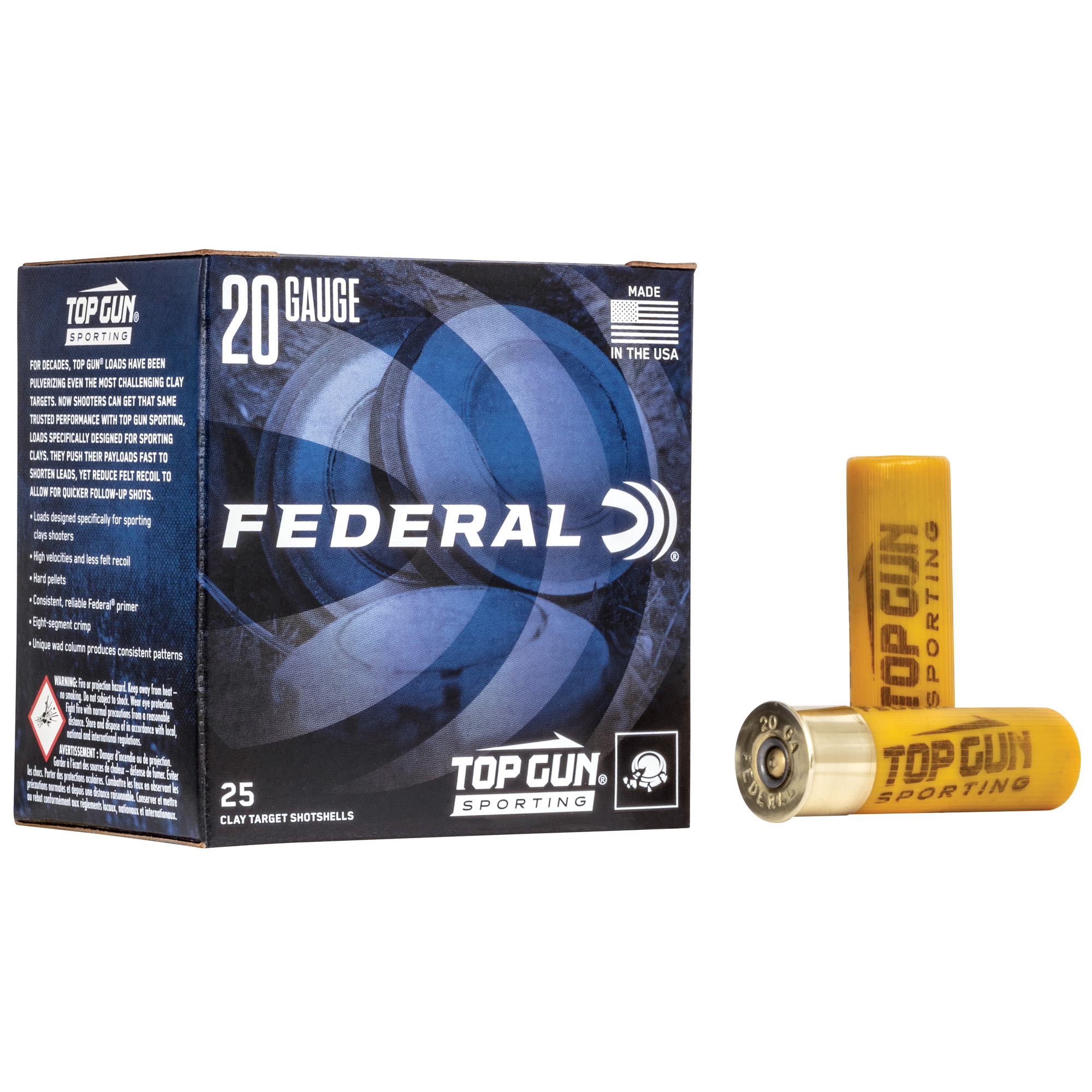 Federal Top Gun 20ga 2.75" #8 25/250 Partition