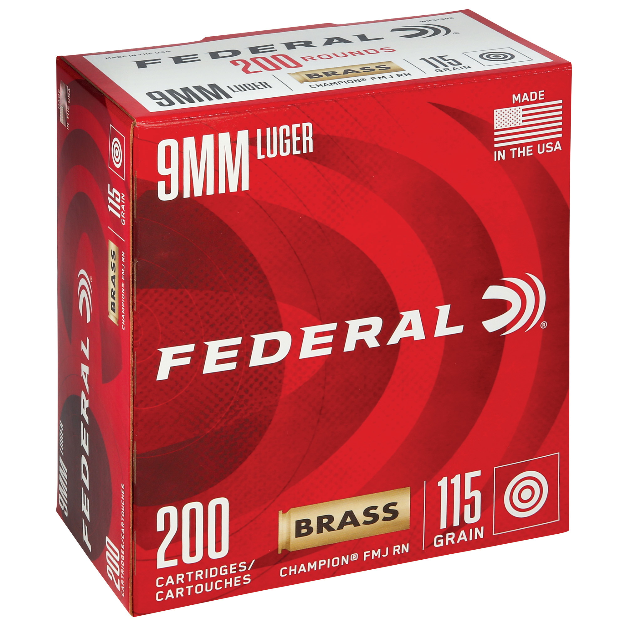 Federal Champ 9mm 115GR Fmj 200/1000 Full Metal Jacket