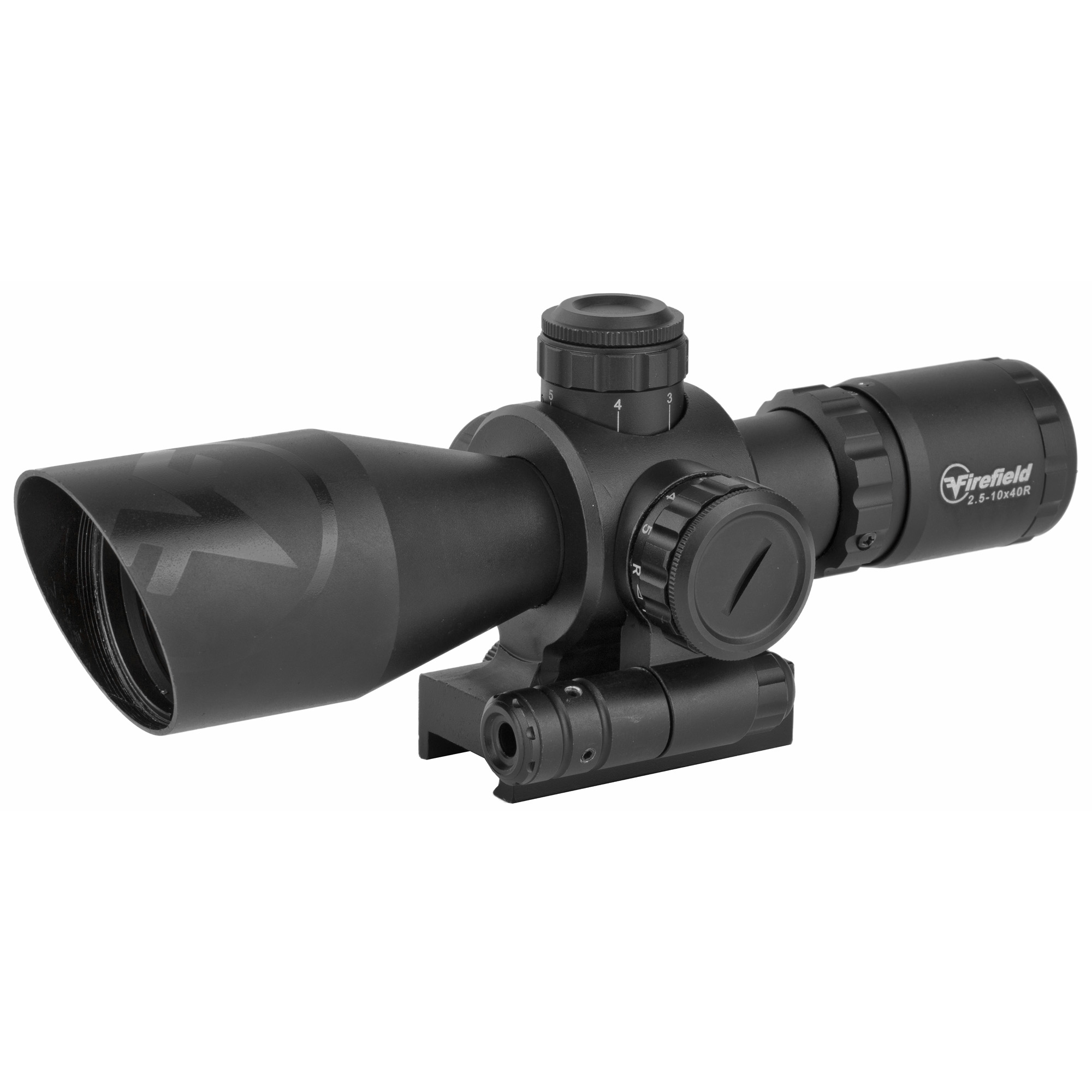 Firefield Barrage Rifle Scope - 2.5-10x40mm Red Laser Mil Dot Reticle Black Matte