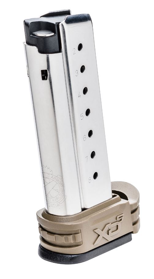 Springfield Armory Springfield 9mm 8-Round Xd-S Mid-Size Magazine W/FDE Sleeves For Backstraps 1 & 2