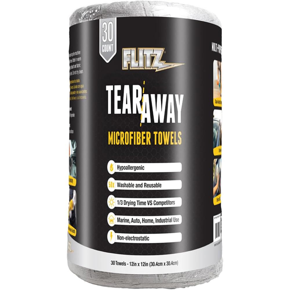 Flitz International Ltd Flitz Microfiber Polishing Cloths 12'x12' Grey - Tearaway Roll (30 count)