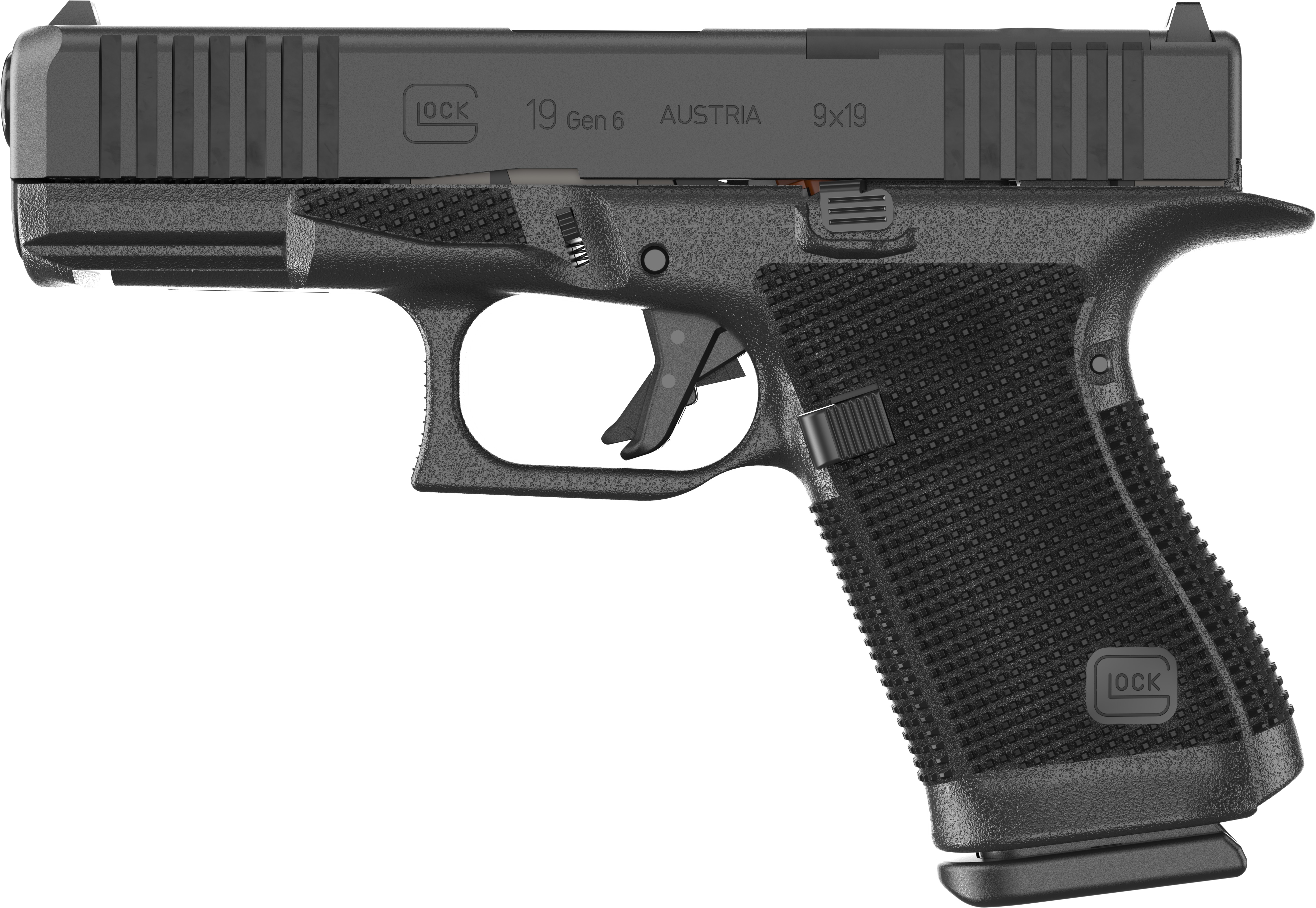 Glock Inc. Glock 19 Gen 6 Handgun 9mm Luger 15rd Magazines (3) 4.02" Barrel Black Austria