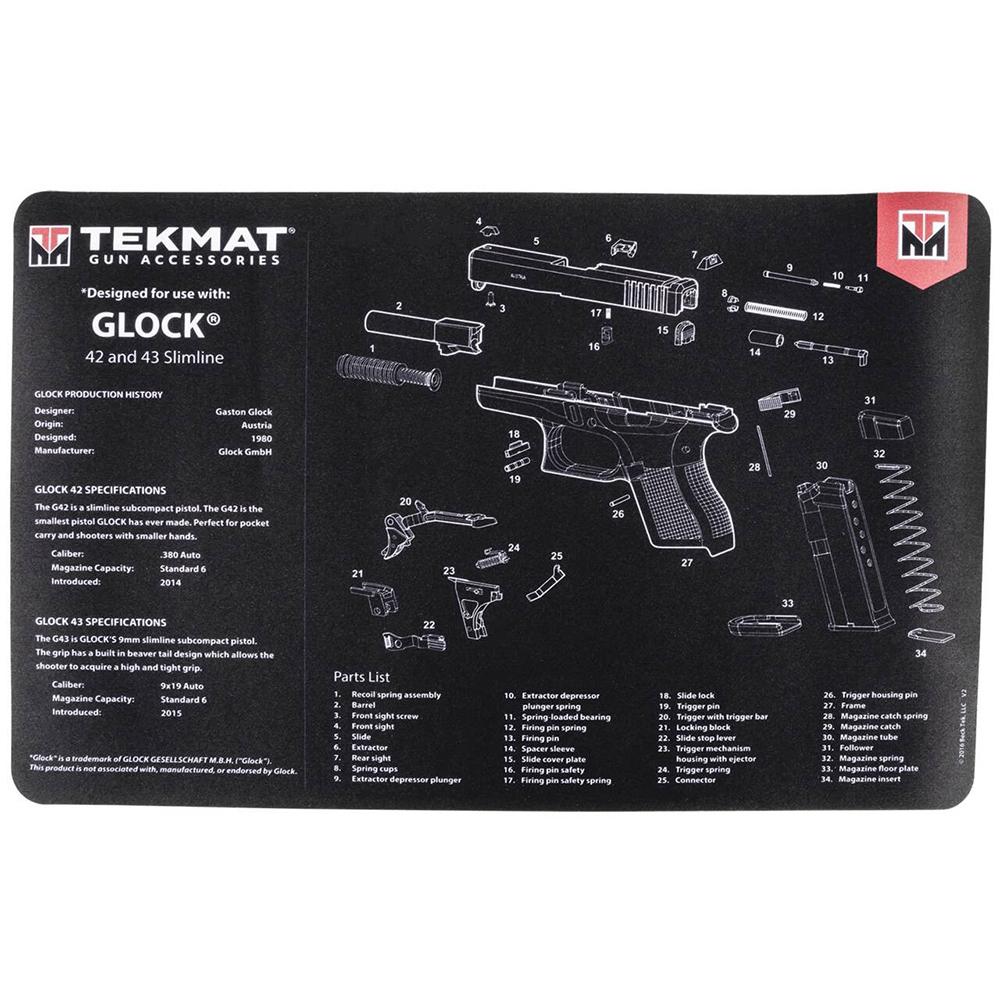 Gsm Tekmat Handgun Cleaning Mat for Glock 42/43 11"x17" Black