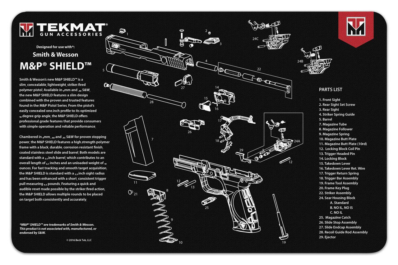 Gsm TekMat 11x17 Gun Cleaning Mat- Smith & Wesson Shield