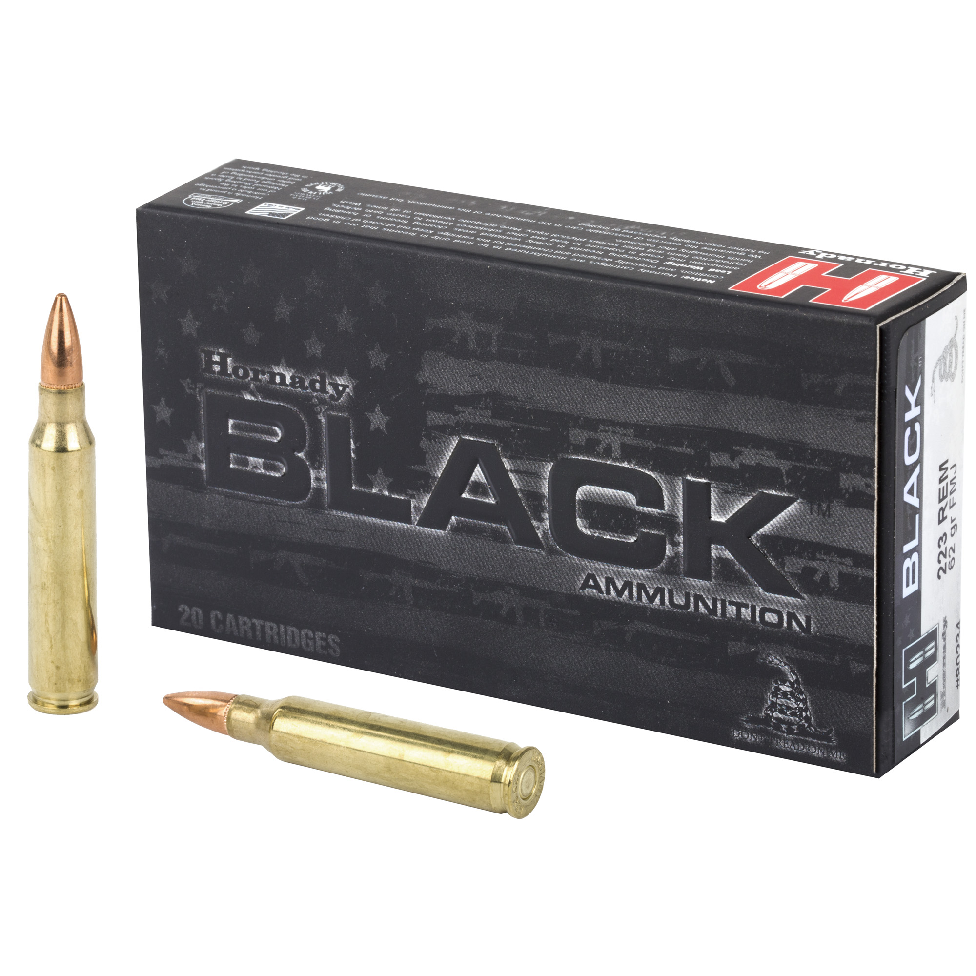 Hornady Black Rifle Ammunition .223 Rem 62 gr FMJ 3100 fps 20/ct