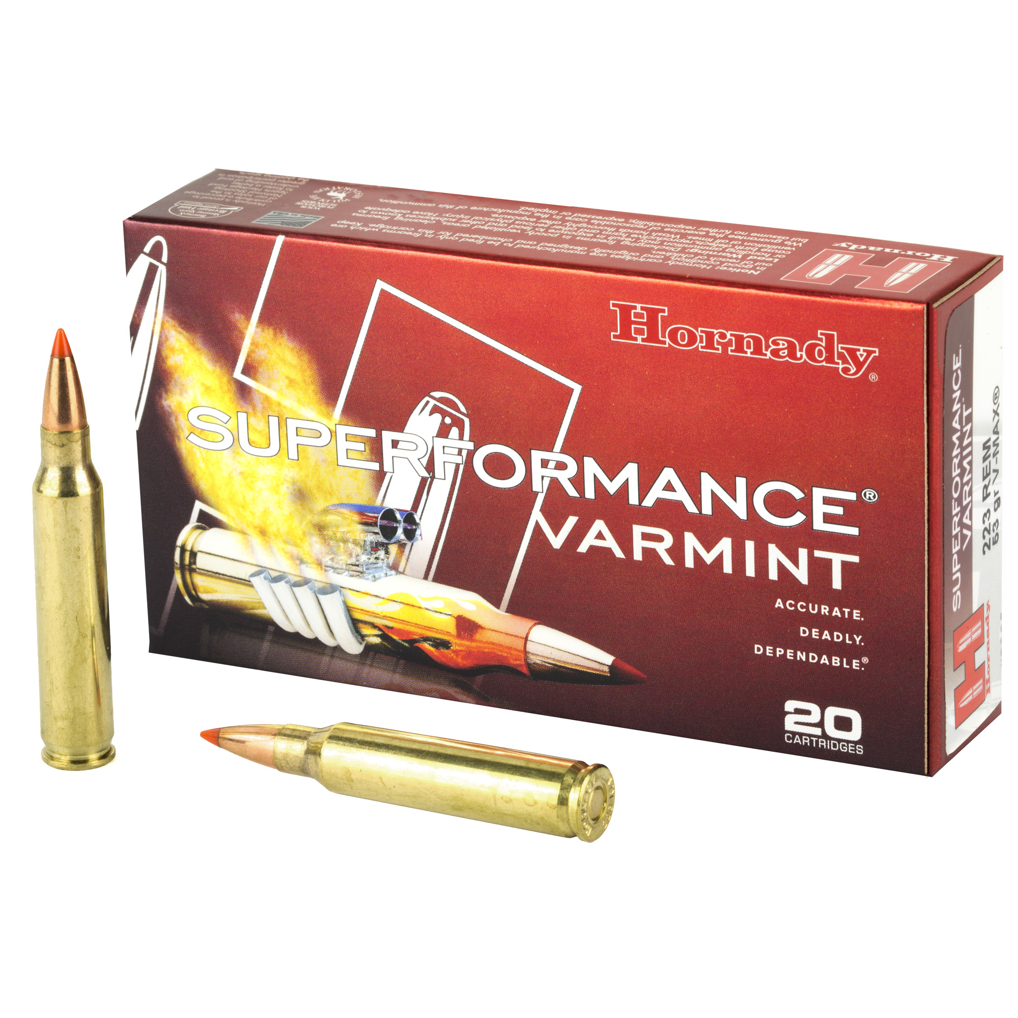 Hornady Superformance Rifle Ammunition .223 Rem 53 gr V-MAX 3240 fps 20/ct