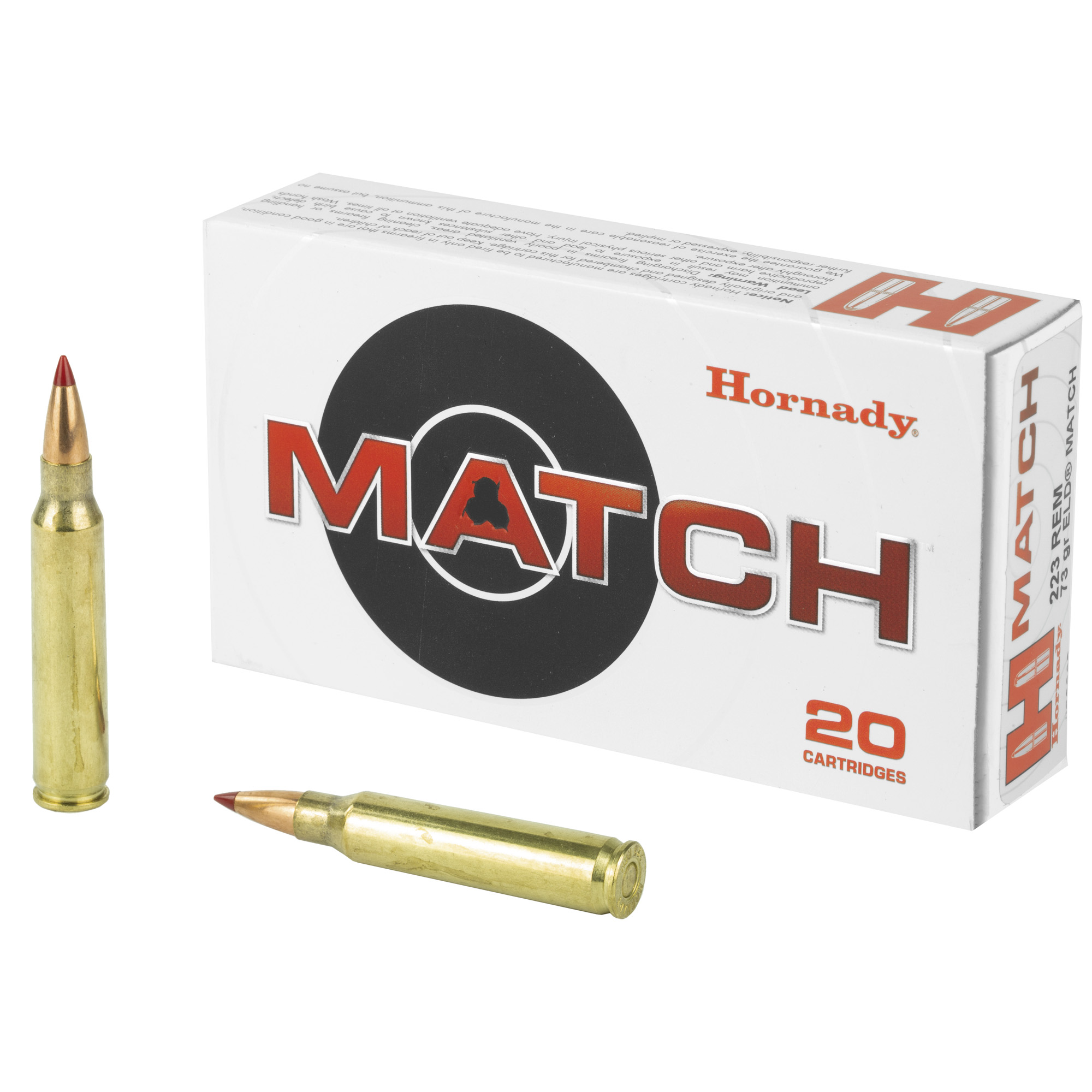 Hornady Match Rifle Ammunition .223 Rem 73 gr ELD 2790 fps 20/ct