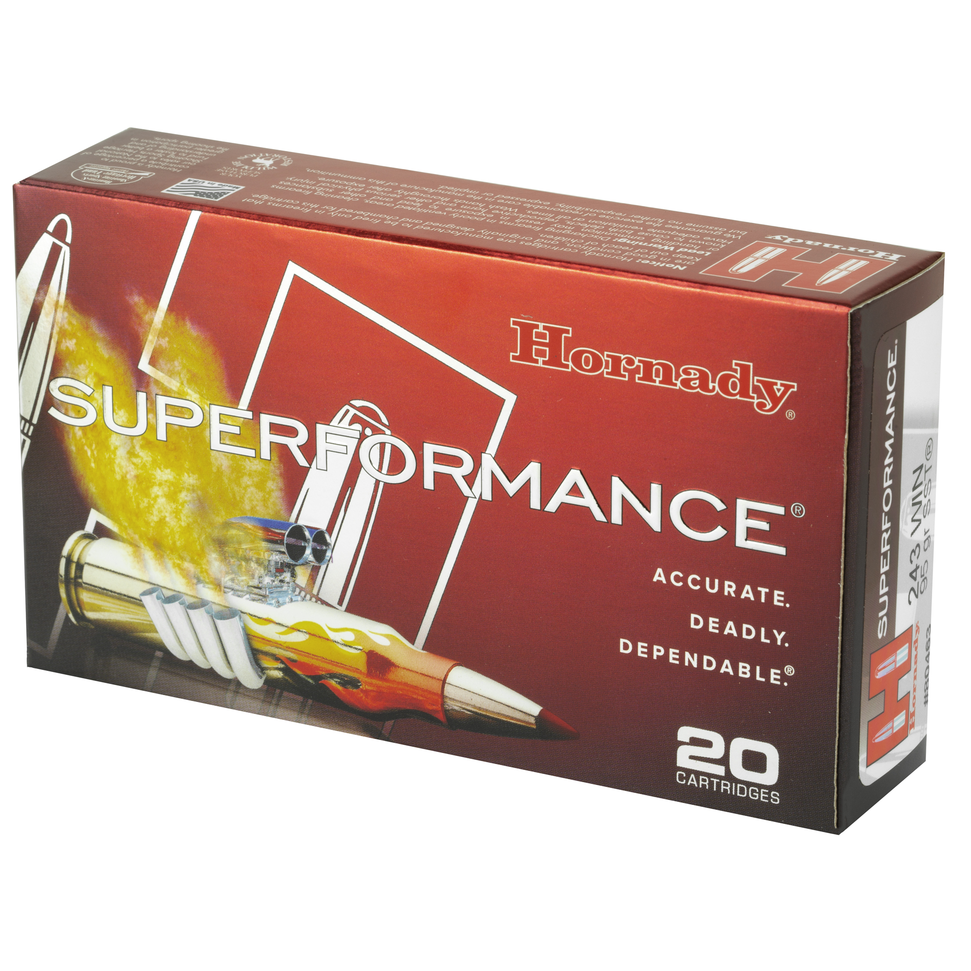 Hornady Superformance Rifle Ammunition .243 Win 95 gr SST 3185 fps 20/ct Hornady Superformance Rifle Ammunition .243 Win 95 gr SST 3185 fps 20/ct