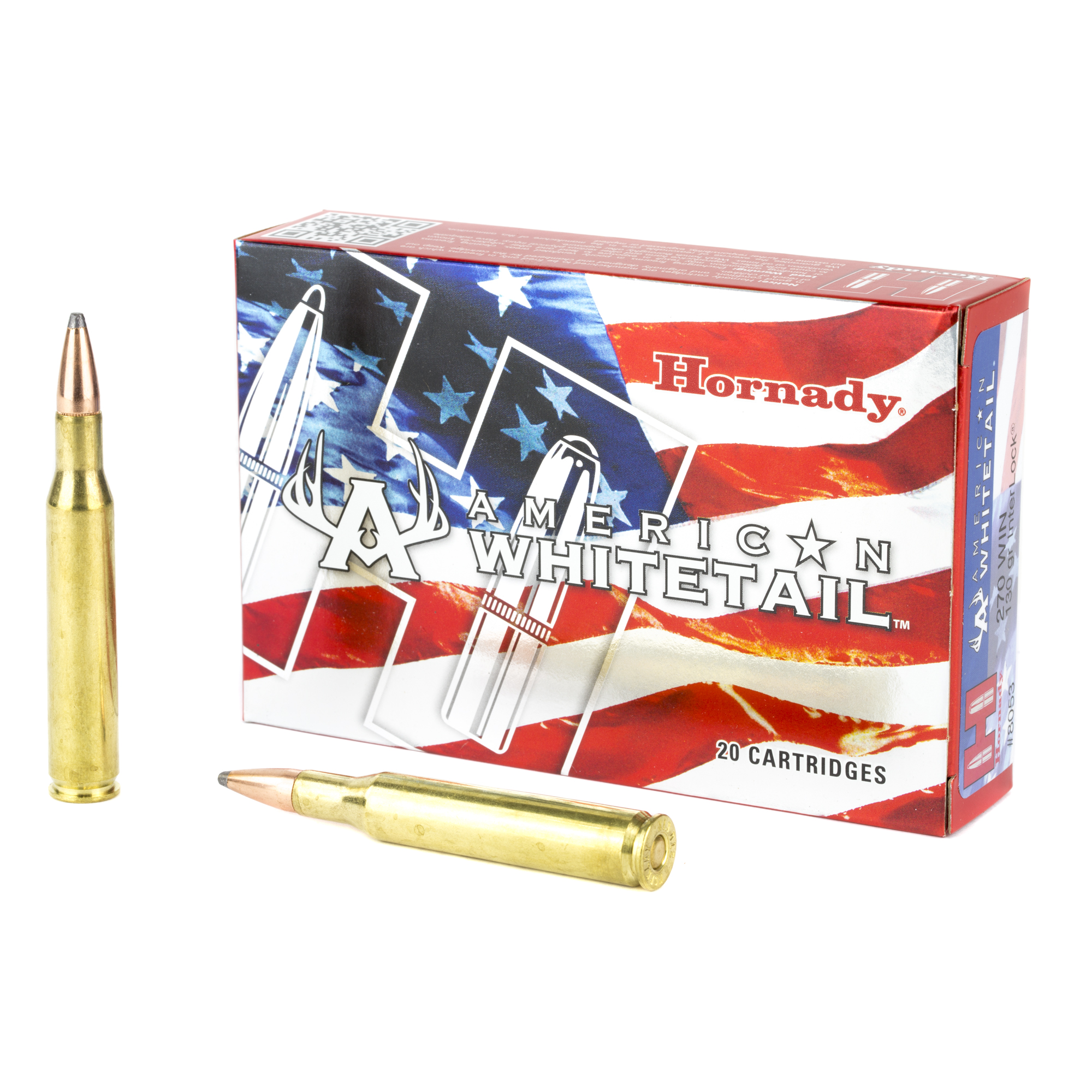 Hornady American Whitetail Rifle Ammunition .270 Win 130 gr SP 2825 fps 20/ct