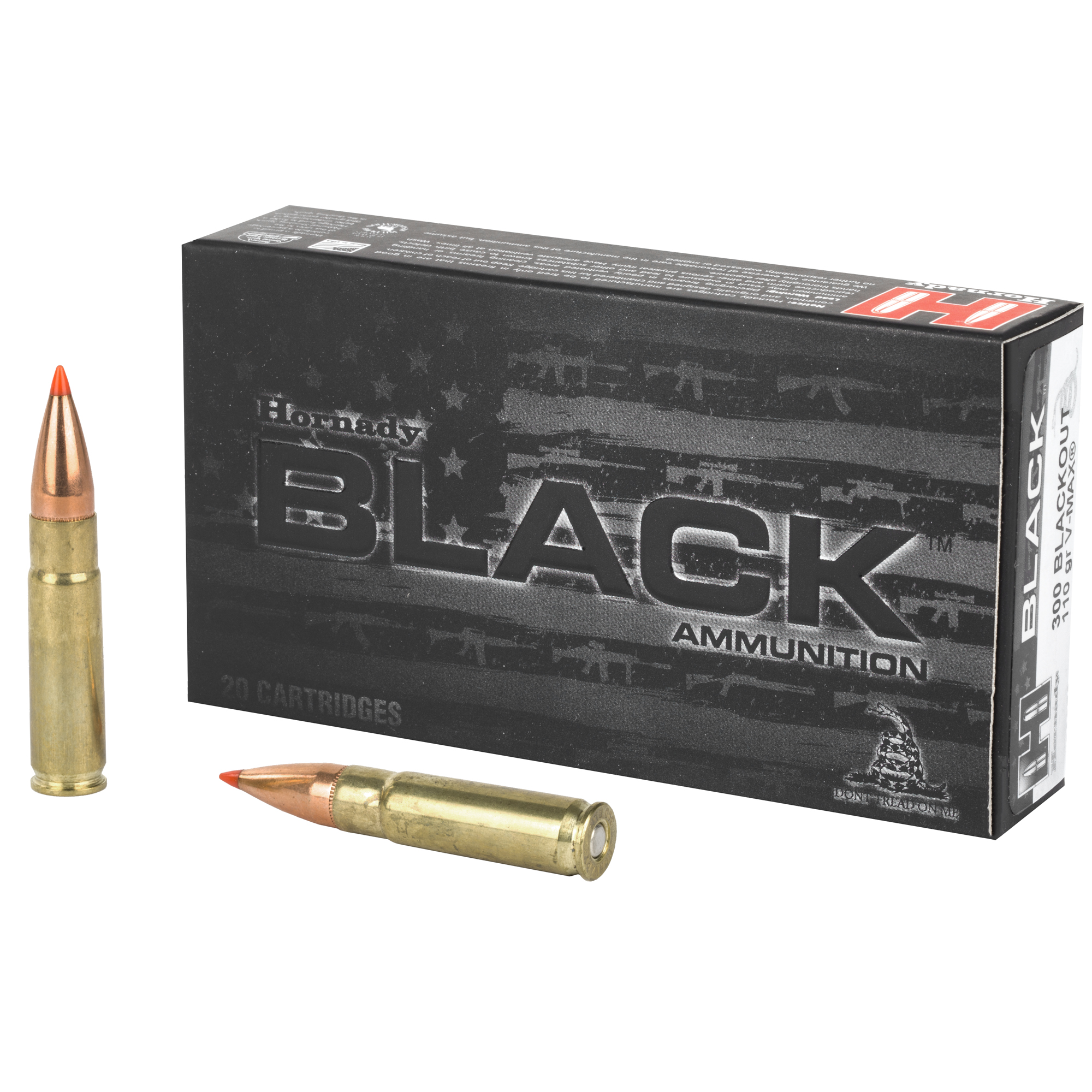 Hornady Black Rifle Ammunition .300 AAC Blackout 110 gr V-MAX 2375 fps 20/ct