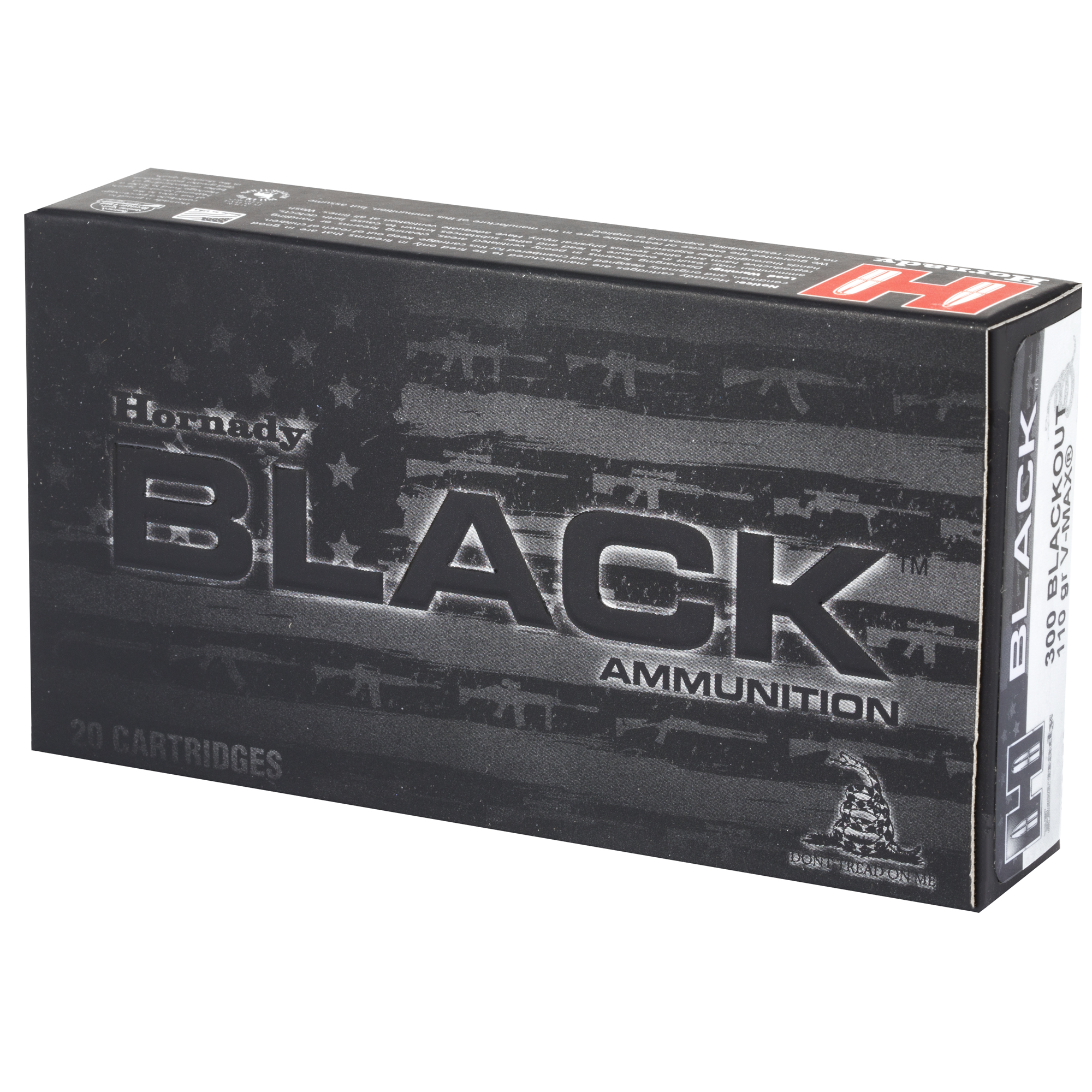 Hornady Black Rifle Ammunition .300 AAC Blackout 110 gr V-MAX 2375 fps 20/ct Hornady Black Rifle Ammunition .300 AAC Blackout 110 gr V-MAX 2375 fps 20/ct