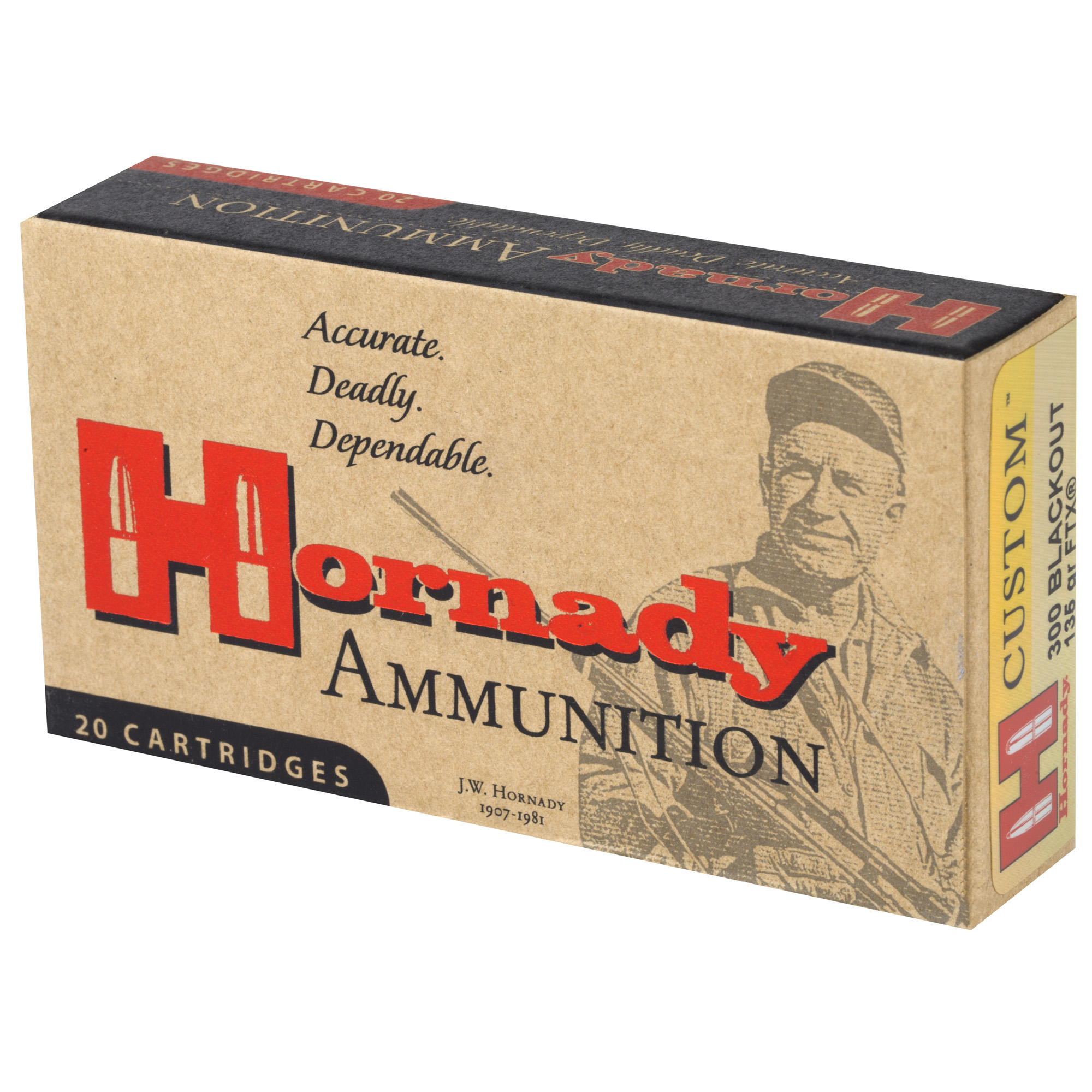 Hornady Custom Rifle Ammunition .300 AAC Blackout 135 GR FTX 2085 fps 20/ct Hornady Custom Rifle Ammunition .300 AAC Blackout 135 GR FTX 2085 fps 20/ct