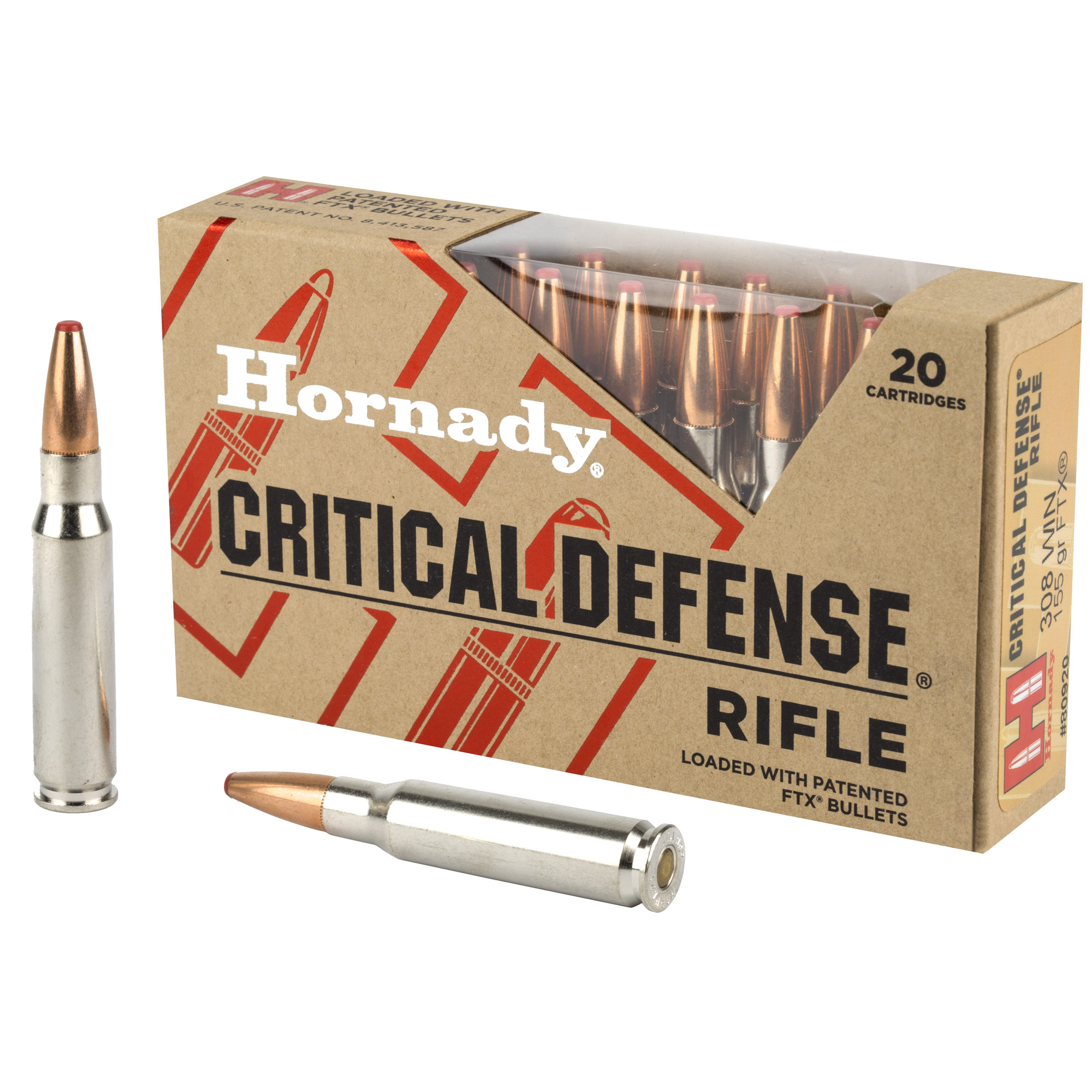 Hornady Critical Defense Rifle Ammunition .308 Win 155 gr FTX 20/ct