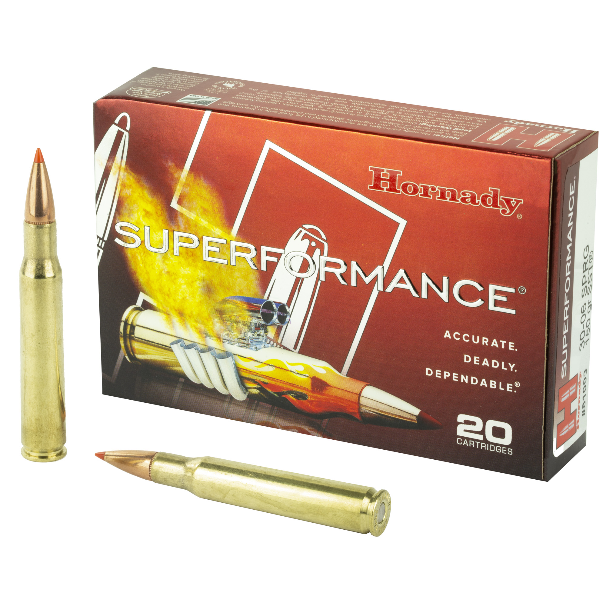 Hornady Superformance Rifle Ammunition .30-06 Sprg 150 gr SST 3080 fps 20/ct