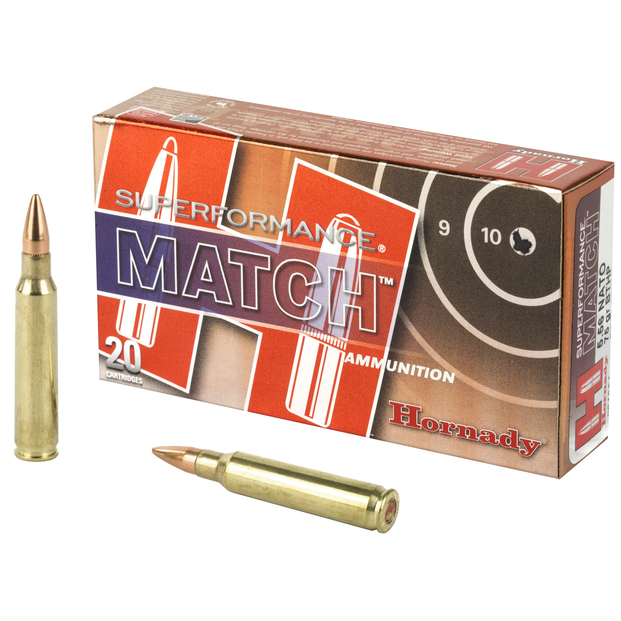 Hornady Superformance Rifle Ammunition 5.56X45 NATO 75 gr BTHP 2910 fps 20/ct