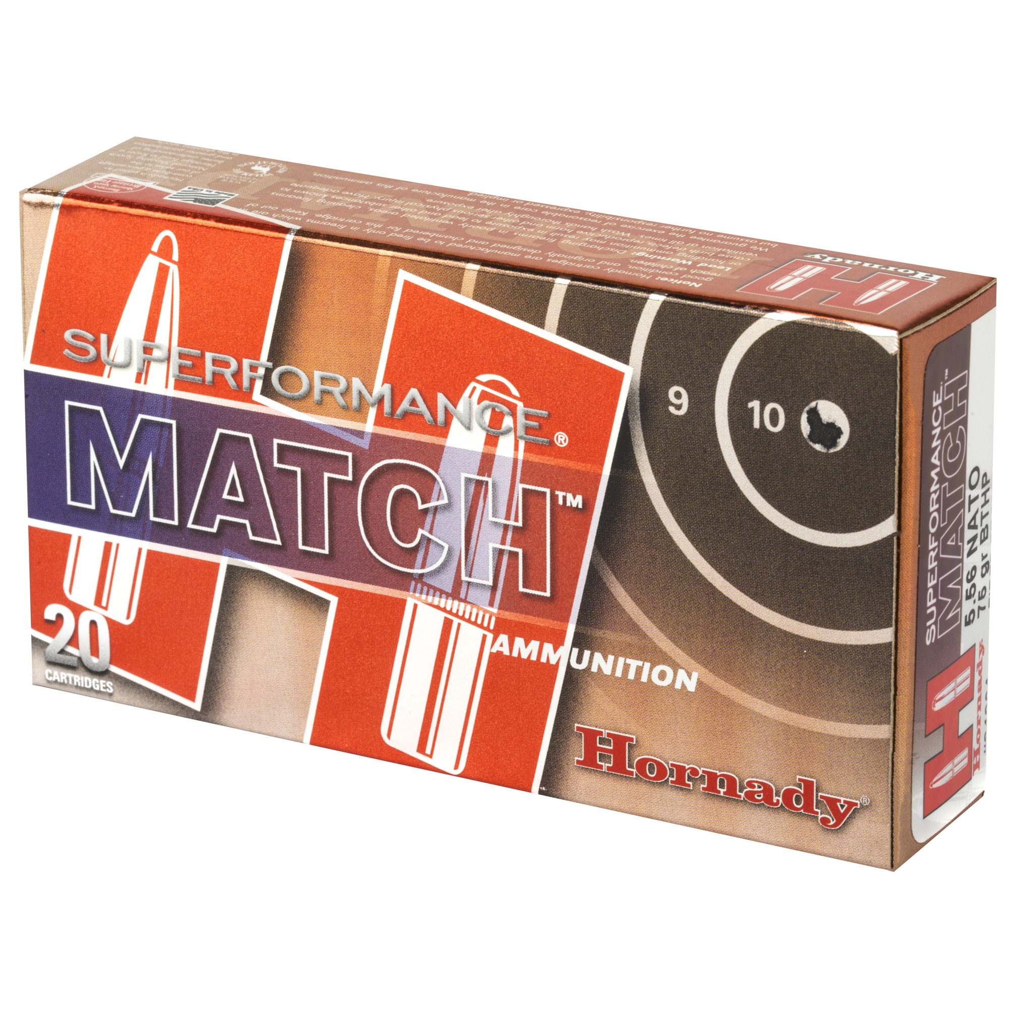Hornady Superformance Rifle Ammunition 5.56X45 NATO 75 gr BTHP 2910 fps 20/ct Hornady Superformance Rifle Ammunition 5.56X45 NATO 75 gr BTHP 2910 fps 20/ct