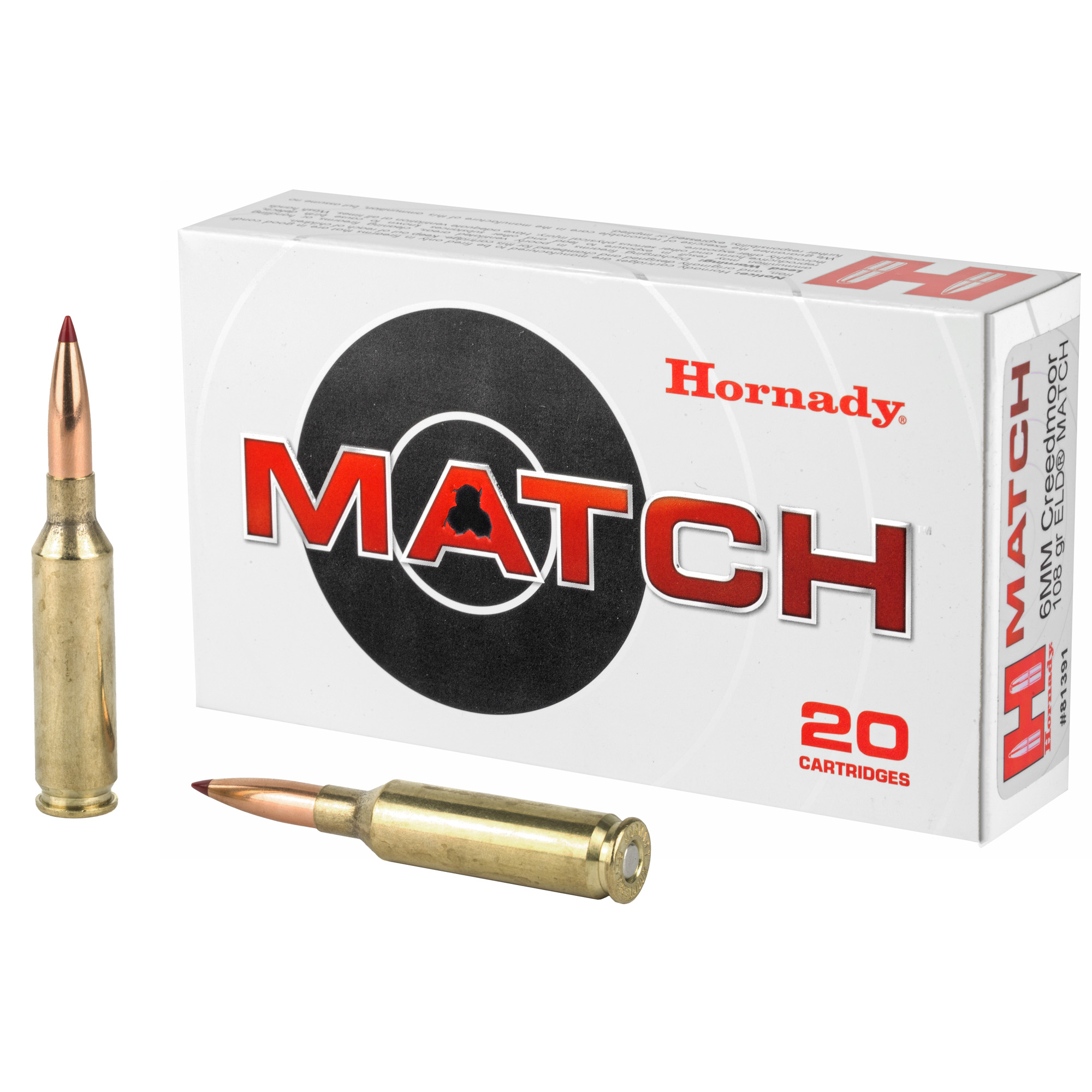 Hornady Match Rifle Ammunition 6mm Creedmoor 108 gr ELD 2660 fps 20/ct