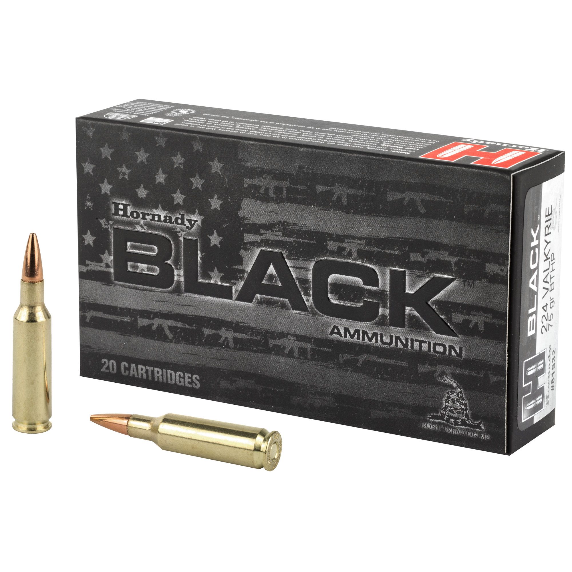 Hornady Black Rifle Ammunition .224 Valkyrie 75gr BTHP 3000 fps 20/ct