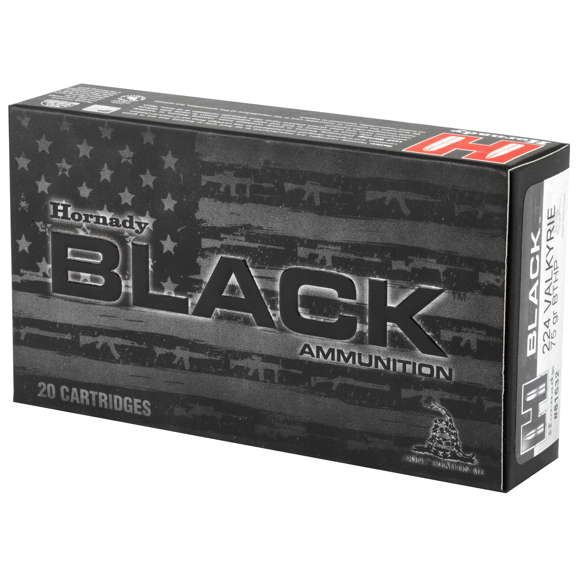 Hornady Black Rifle Ammunition .224 Valkyrie 75gr BTHP 3000 fps 20/ct Hornady Black Rifle Ammunition .224 Valkyrie 75gr BTHP 3000 fps 20/ct