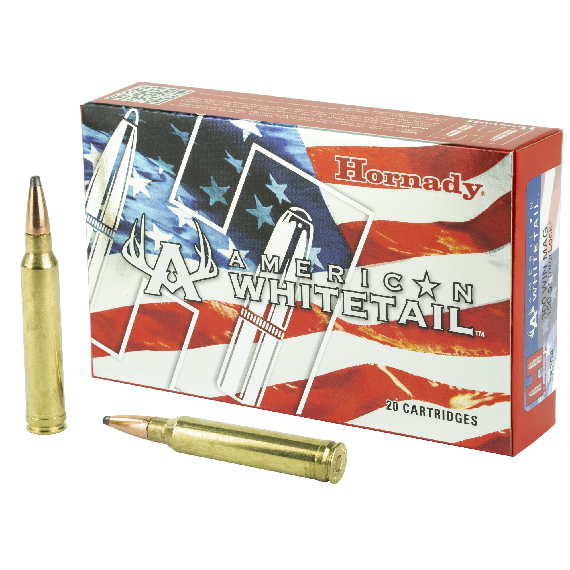 Hornady American Whitetail Rifle Ammunition .300 Win 150 gr SP 3275 fps 20/ct