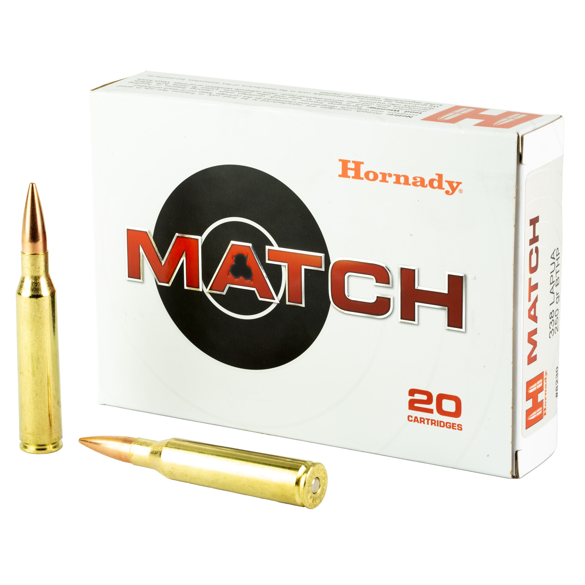 Hornady Match Rifle Ammunition .338 Lapua Mag 250 gr BTHP 2900 fps 20/ct