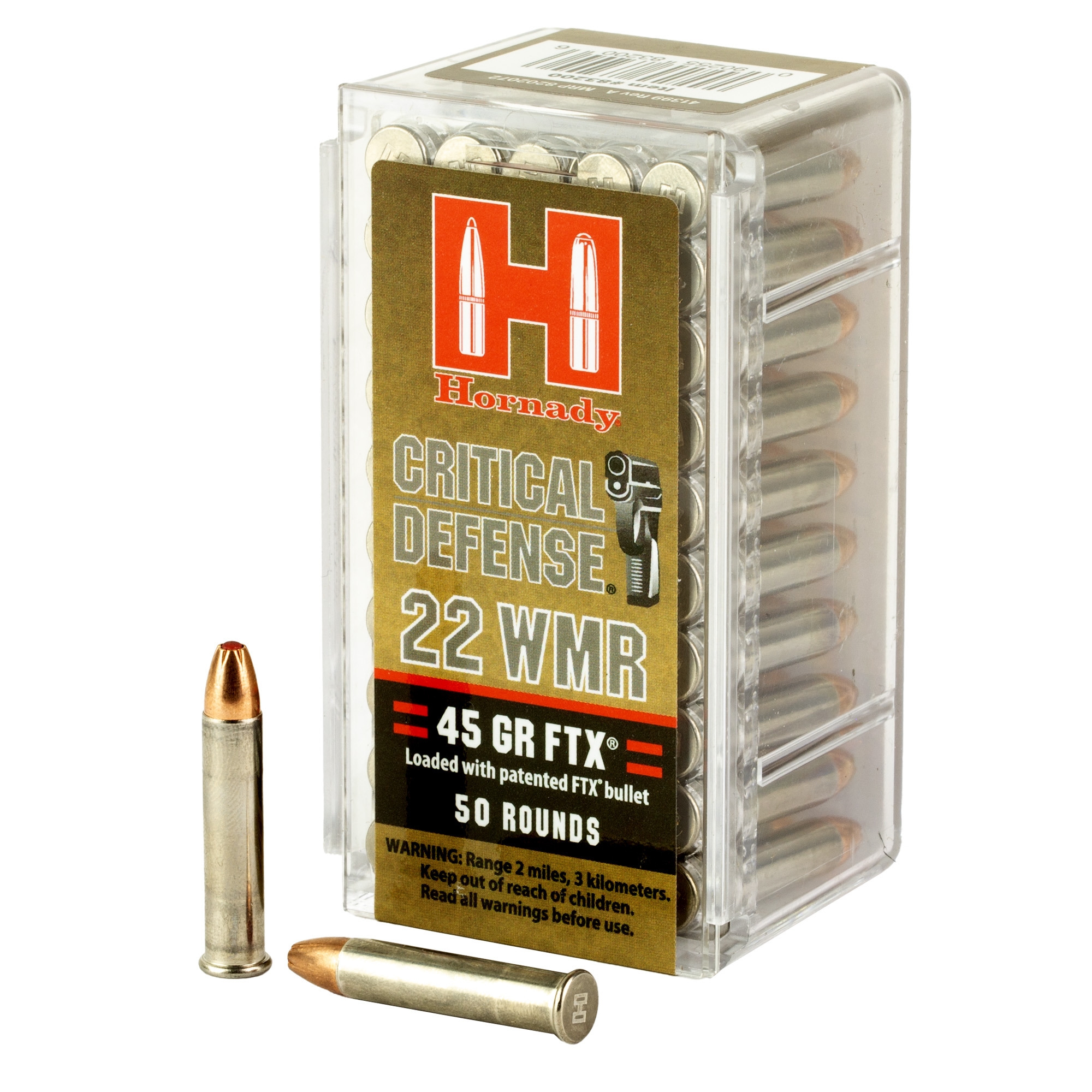 Hornady Critical Defense .22 WMR 45 gr FTX Rimfire Ammo 50/ct