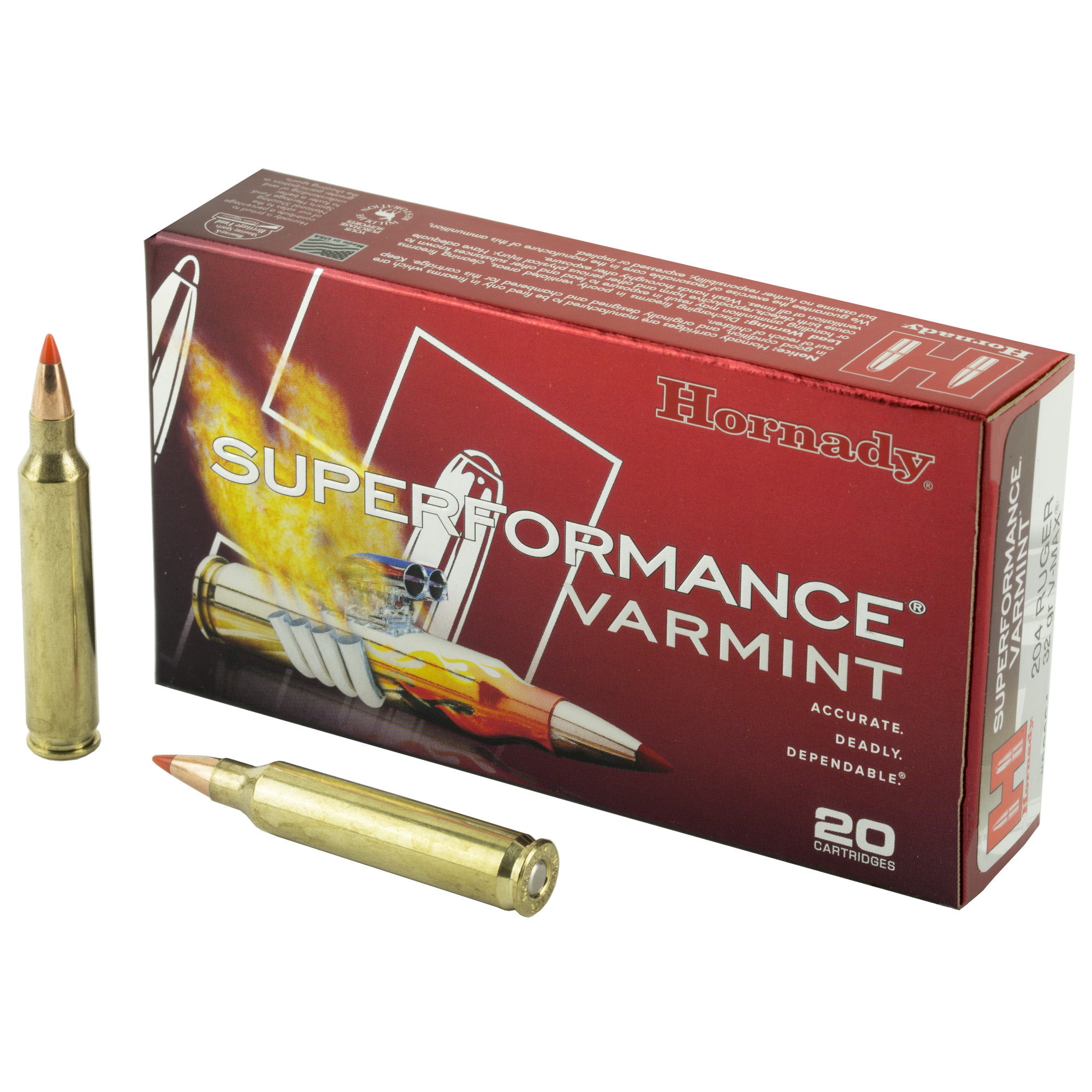Hornady SuperFormance Ammunition .204 Ruger 32 gr V-MAX 4225 fps - 20/ct