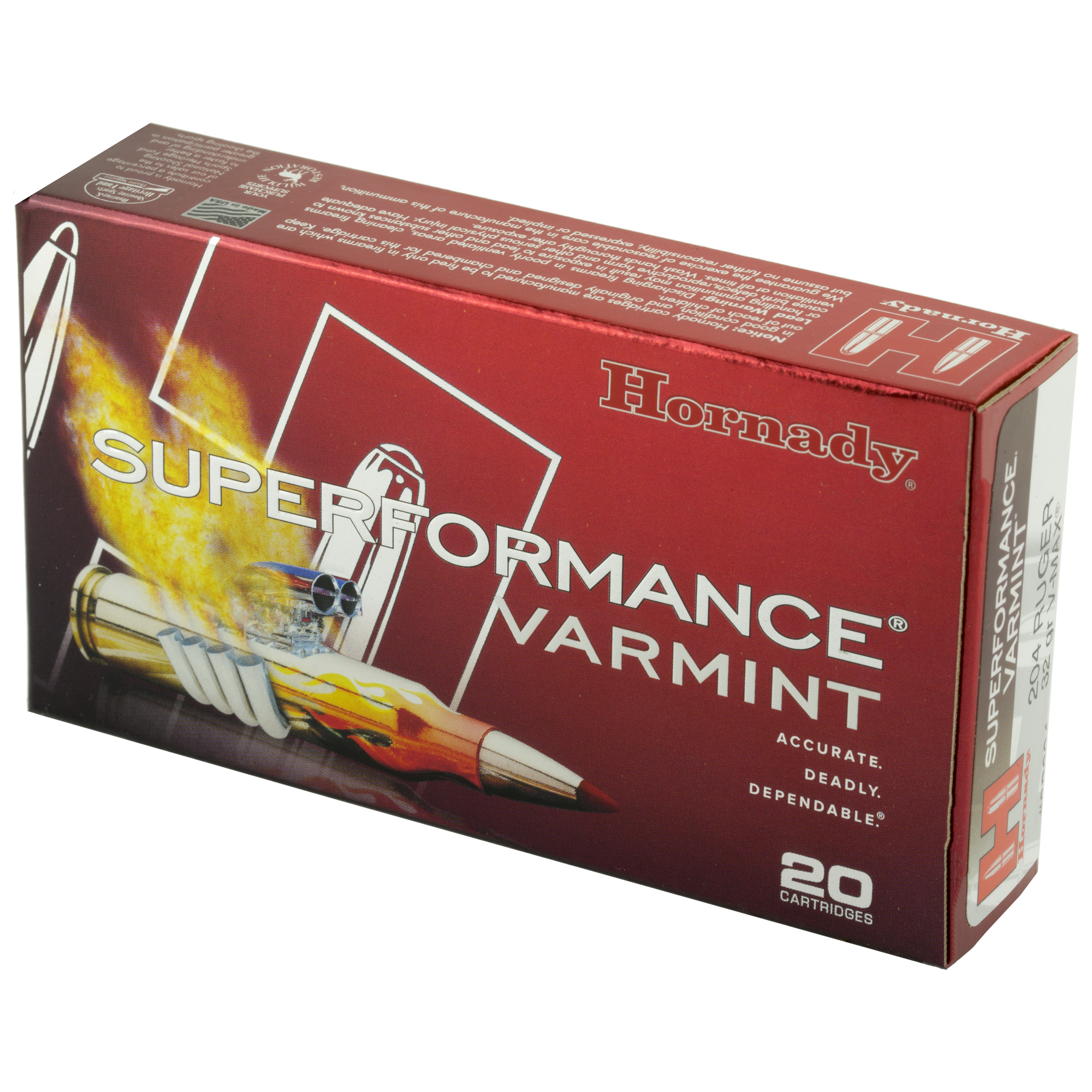 Hornady SuperFormance Ammunition .204 Ruger 32 gr V-MAX 4225 fps - 20/ct Hornady SuperFormance Ammunition .204 Ruger 32 gr V-MAX 4225 fps - 20/ct