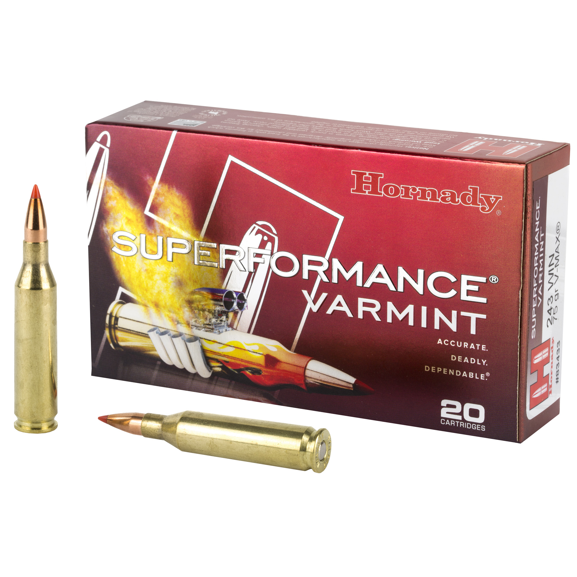 Hornady Superformance Varmint Rifle .243 Win 75 gr VMAX 3580 fps 20/ct