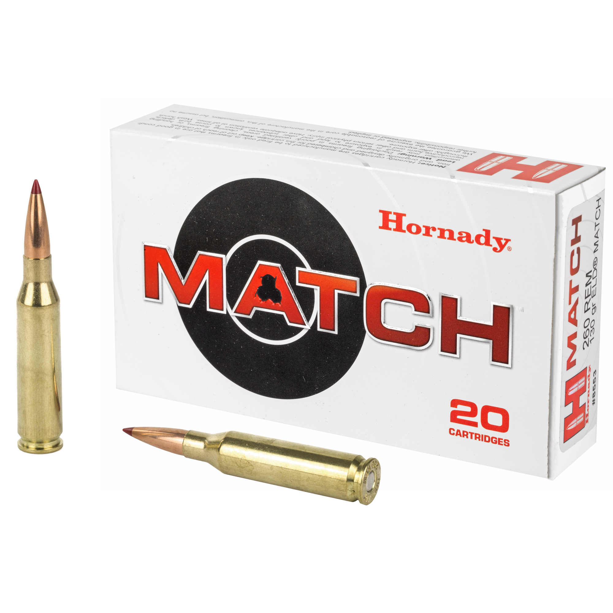 Hornady Match Rifle Ammunition .260 Rem 130 gr ELD 2840 fps 20/ct