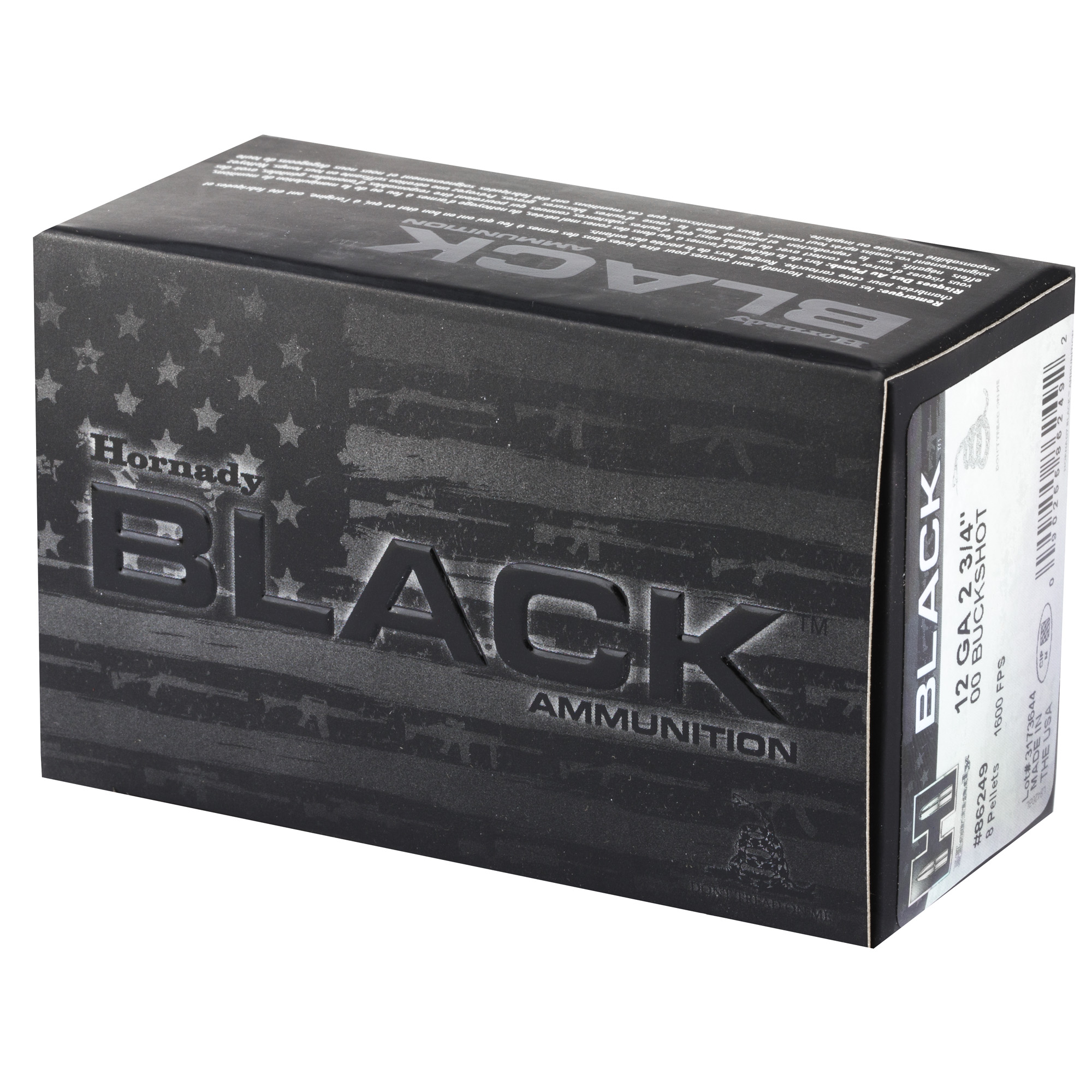 Hornady Black 12ga 2.75" 00 10/100 Buckshot Hornady Black 12ga 2.75" 00 10/100 Buckshot