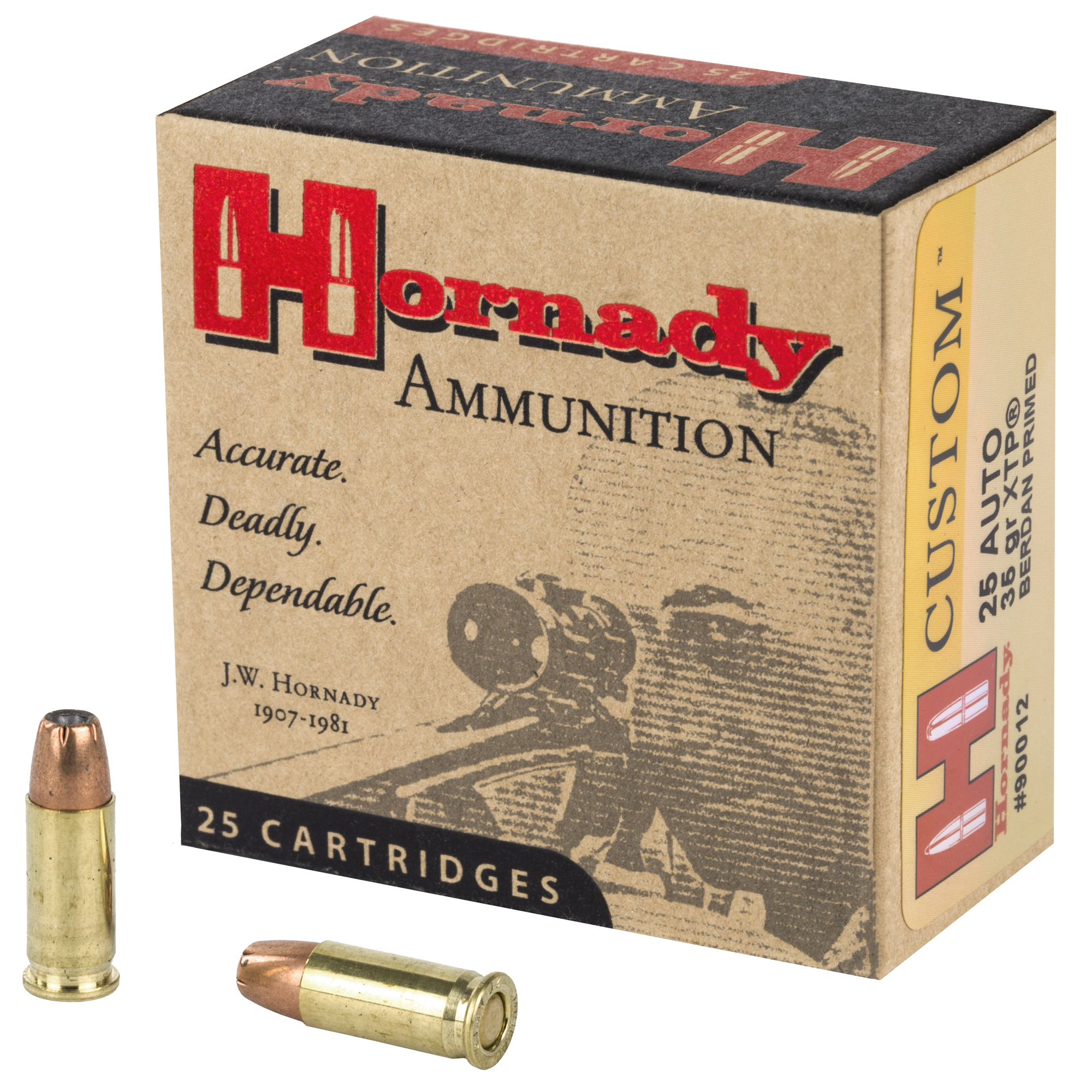 Hornady Custom Handgun Ammunition .25 ACP 35 gr XTP 900 fps 25/ct