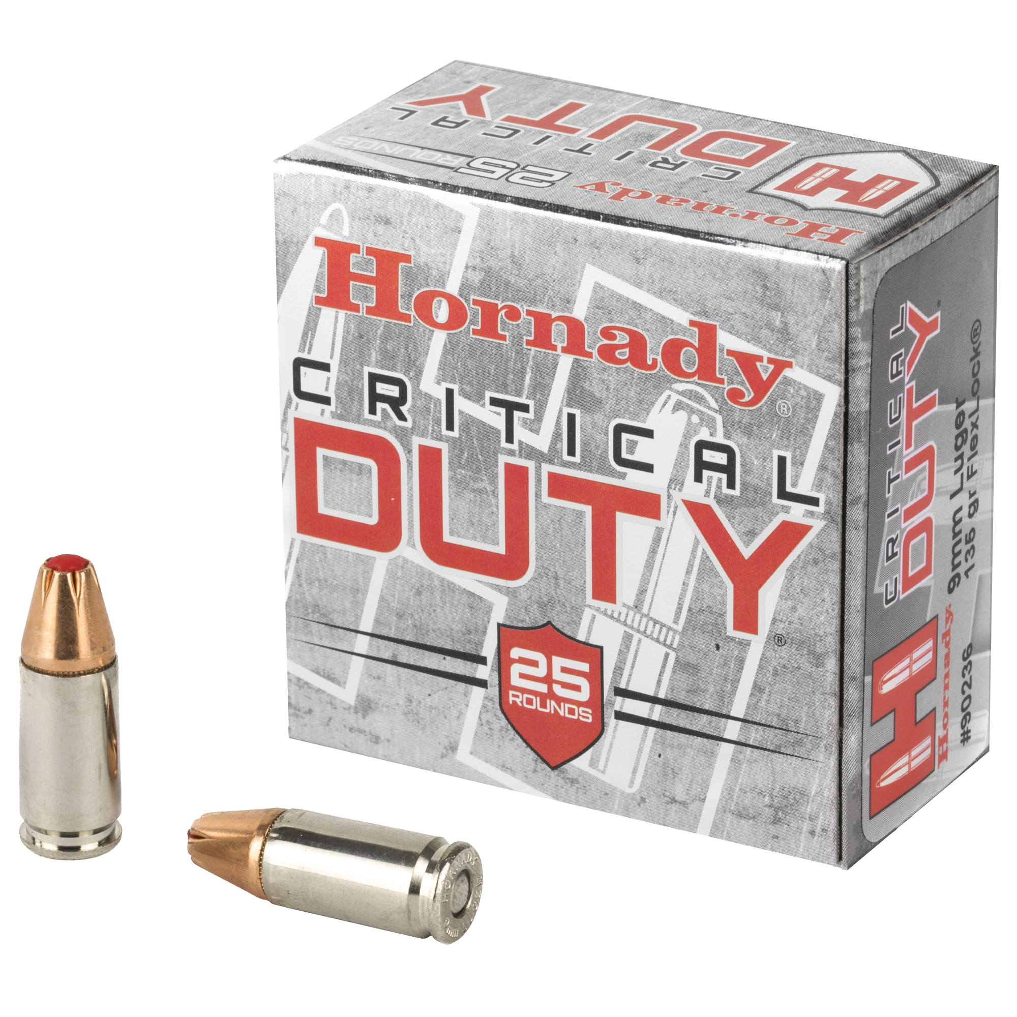 Hornady Critical Duty Handgun Ammo 9mm Luger 135 gr Flex Tip 1010 fps 25/ct