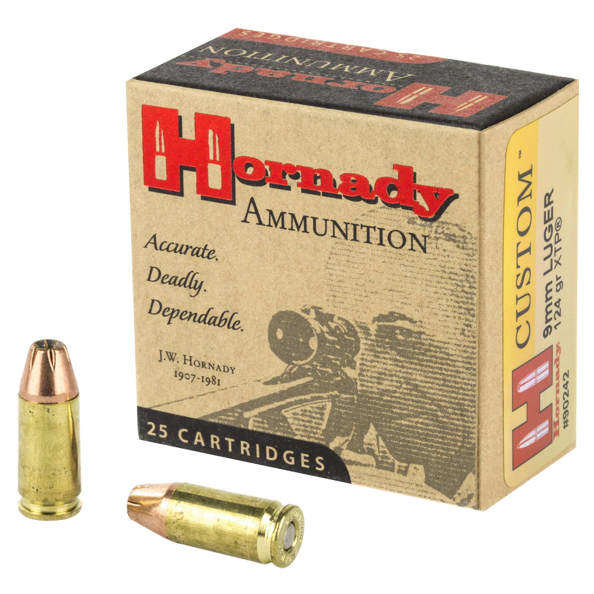 Hornady Custom Handgun Ammunition 9mm Luger 124 gr XTP 1110 fps 25/ct