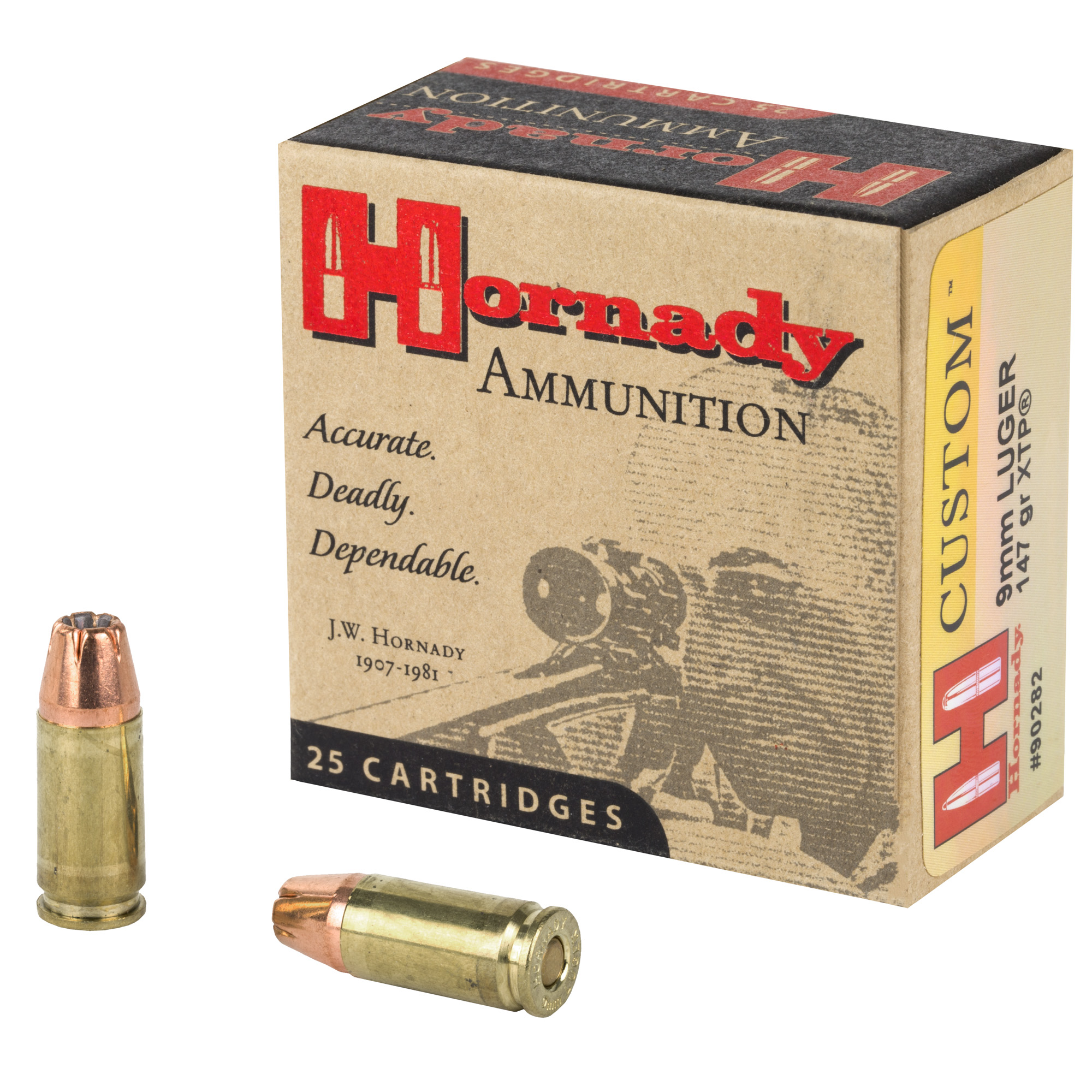 Hornady Custom Handgun Ammunition 9mm Luger 147 gr XTP 975 fps 25/ct
